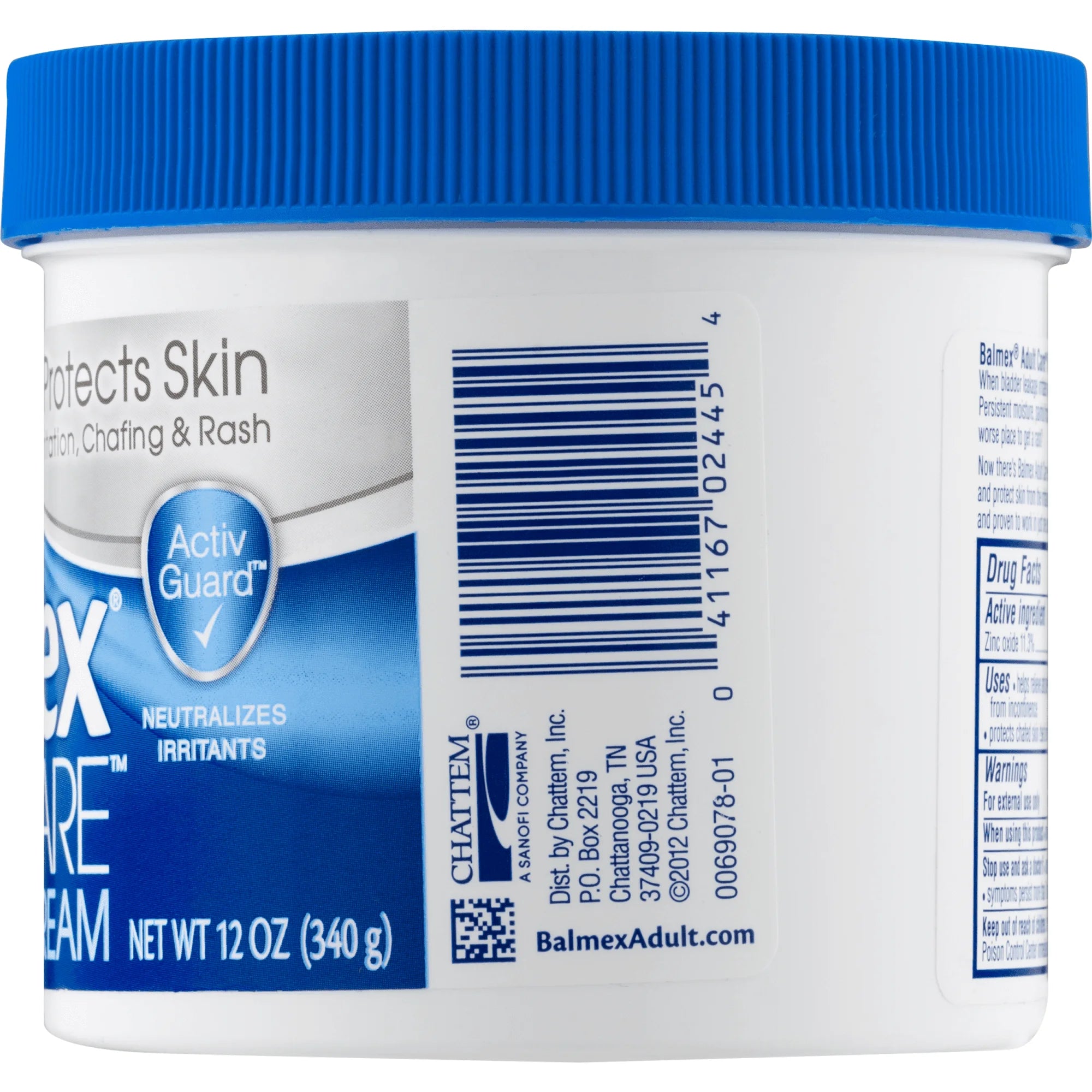 Balmex Adult Care Cream Soothes and Protects Skin from Irritation, Chaffing, and Rash, 12 Oz, Tub