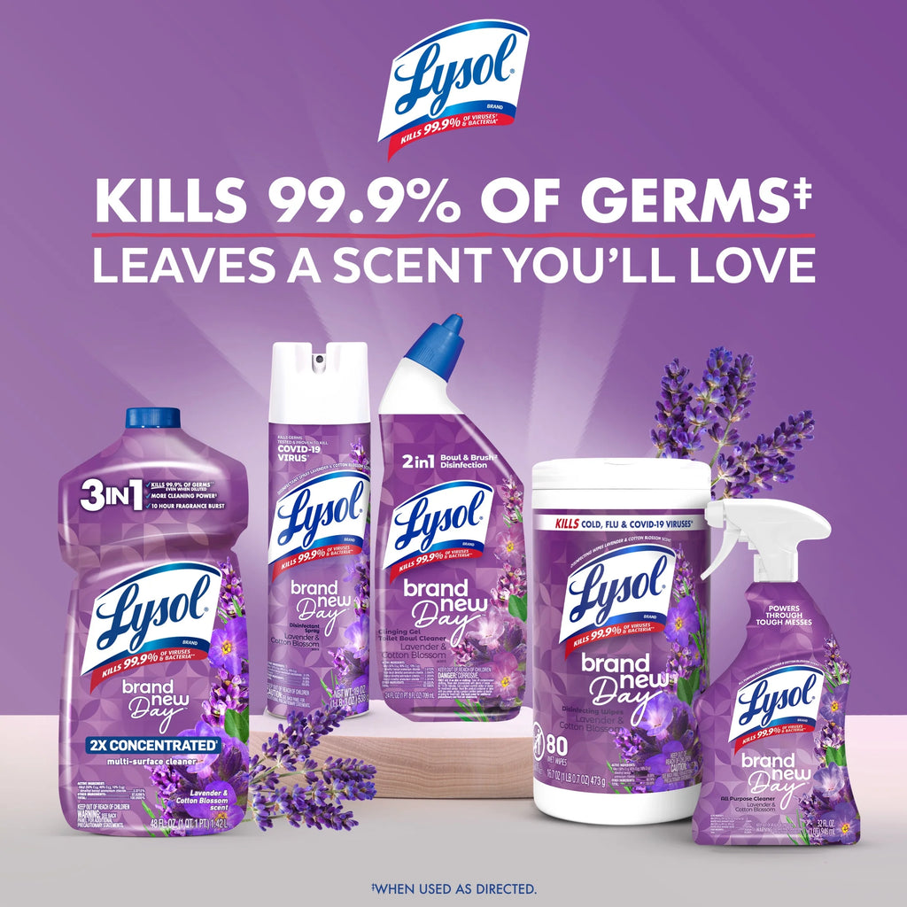 Lysol® Multi-Surface Cleaner, 2X Concentrated, Pourable Brand New Day, Lavender & Cotton Blossom Scent, 48 Oz