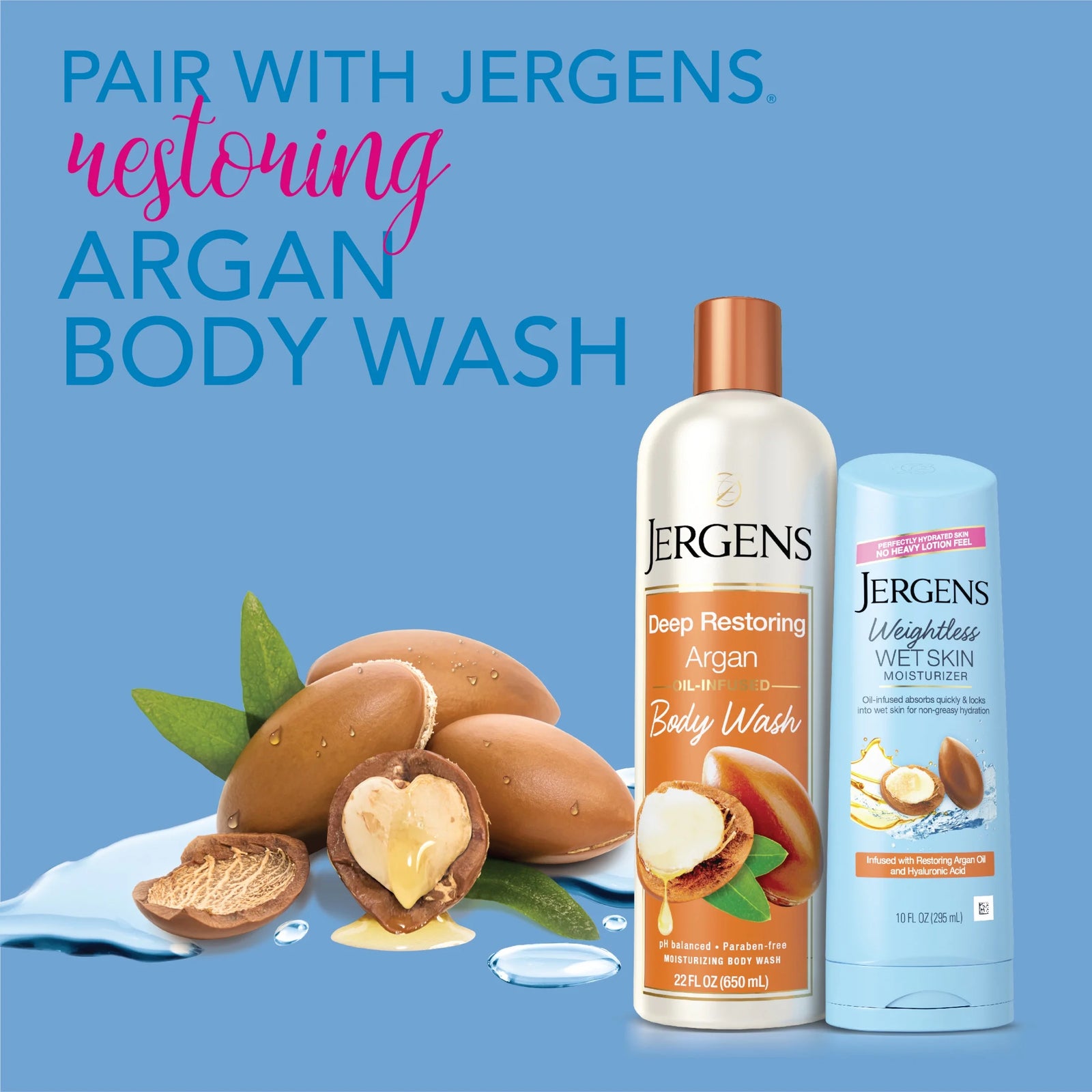 Argan Oil Weightless Wet Skin Body Lotion, Non-Greasy Moisturizer, for Dry Skin,