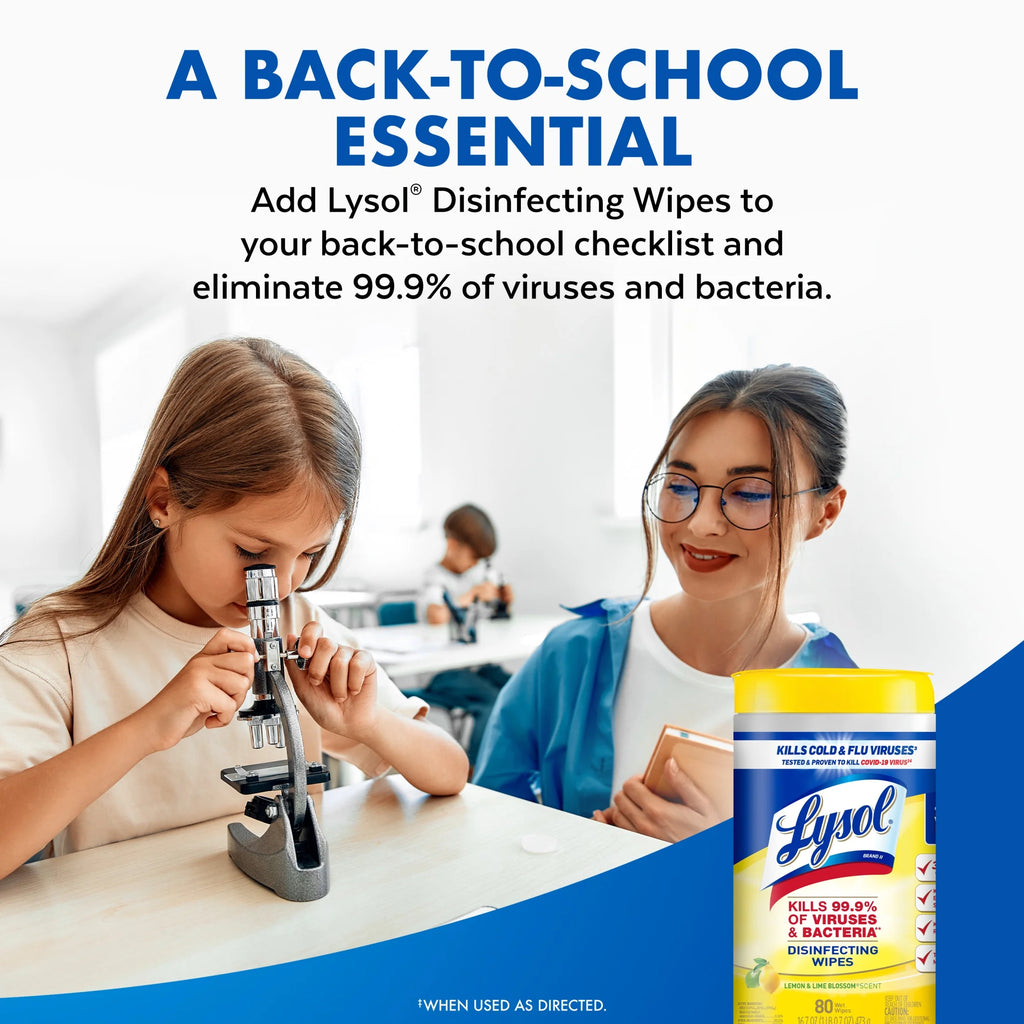 Lysol® Disinfectant Wipes Bundle, Multi-Surface Antibacterial Cleaning Wipes, Lemon and Lime Blossom, 80 Count Each(Pack of 3)