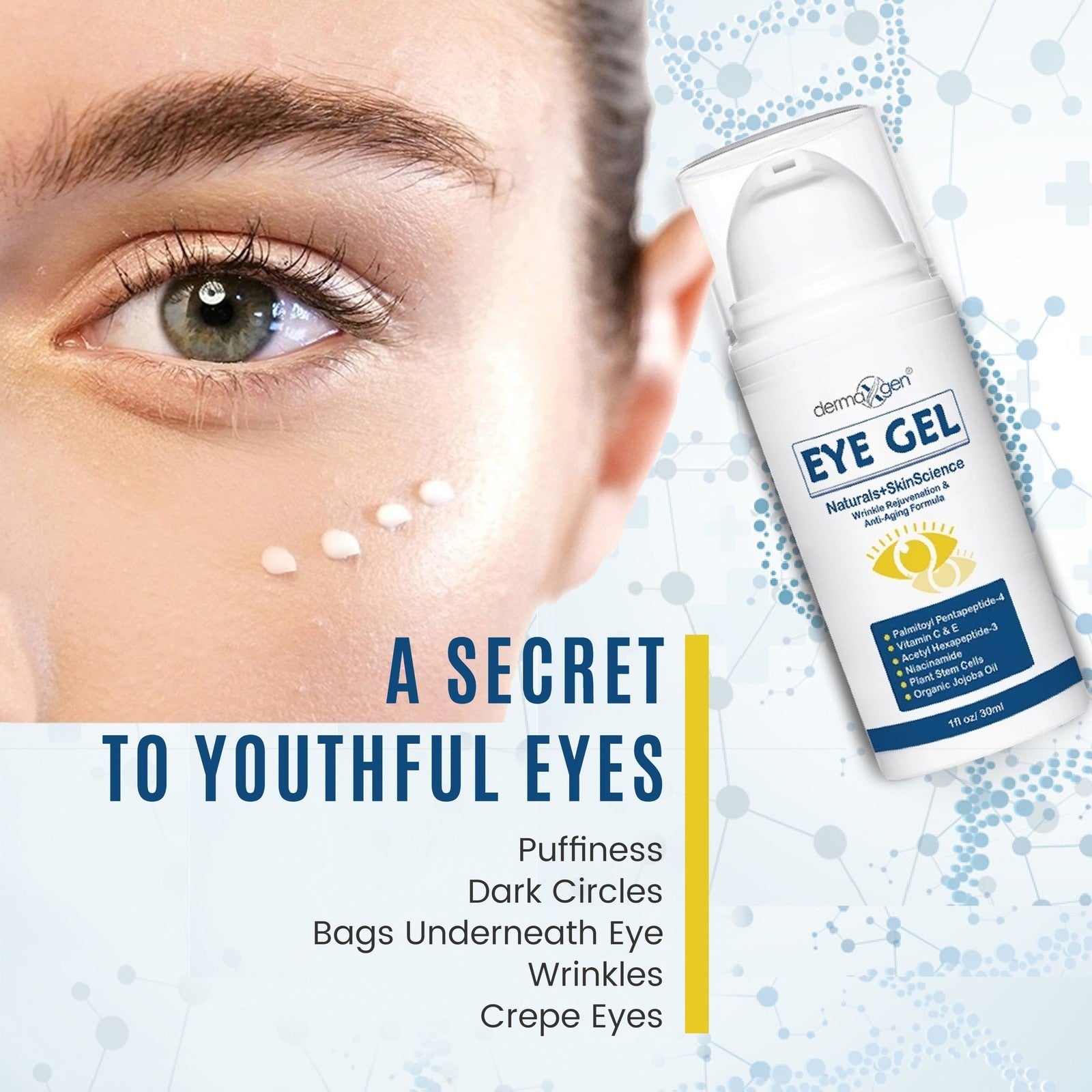 Eye Gel + Plant Stem Cells + Matrixyl 3000 + EYE BAG REMOVER, Arginine for Under