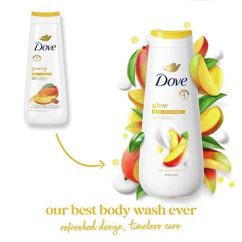Glowing Gentle Body Wash for Women Mango & Almond Butter, 20 Oz