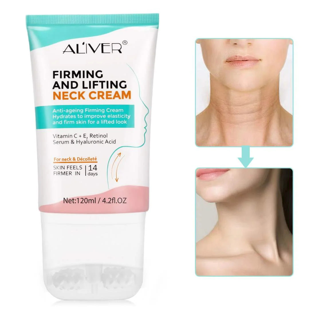 Aliver Firming Neck Cream for Crepey Skin Body Care Comfort, Skin Care & Repair for Women and Men, Day & Night Use, 4.2 Fl.Oz (2Pack)