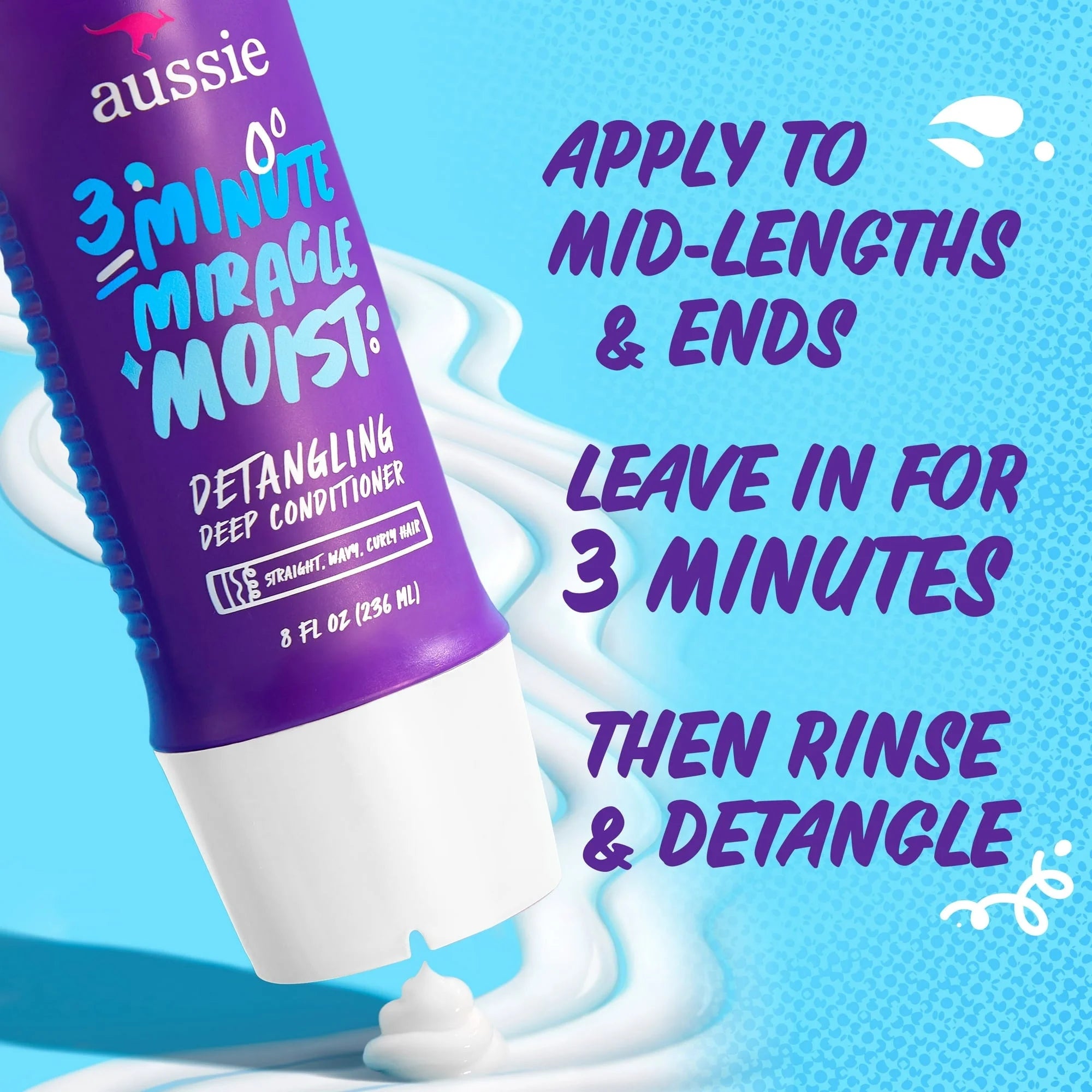 Aussie Miracle Moist Shampoo, Conditioner, & Deep Conditioner Set, Paraben Free, for Dry Hair Types