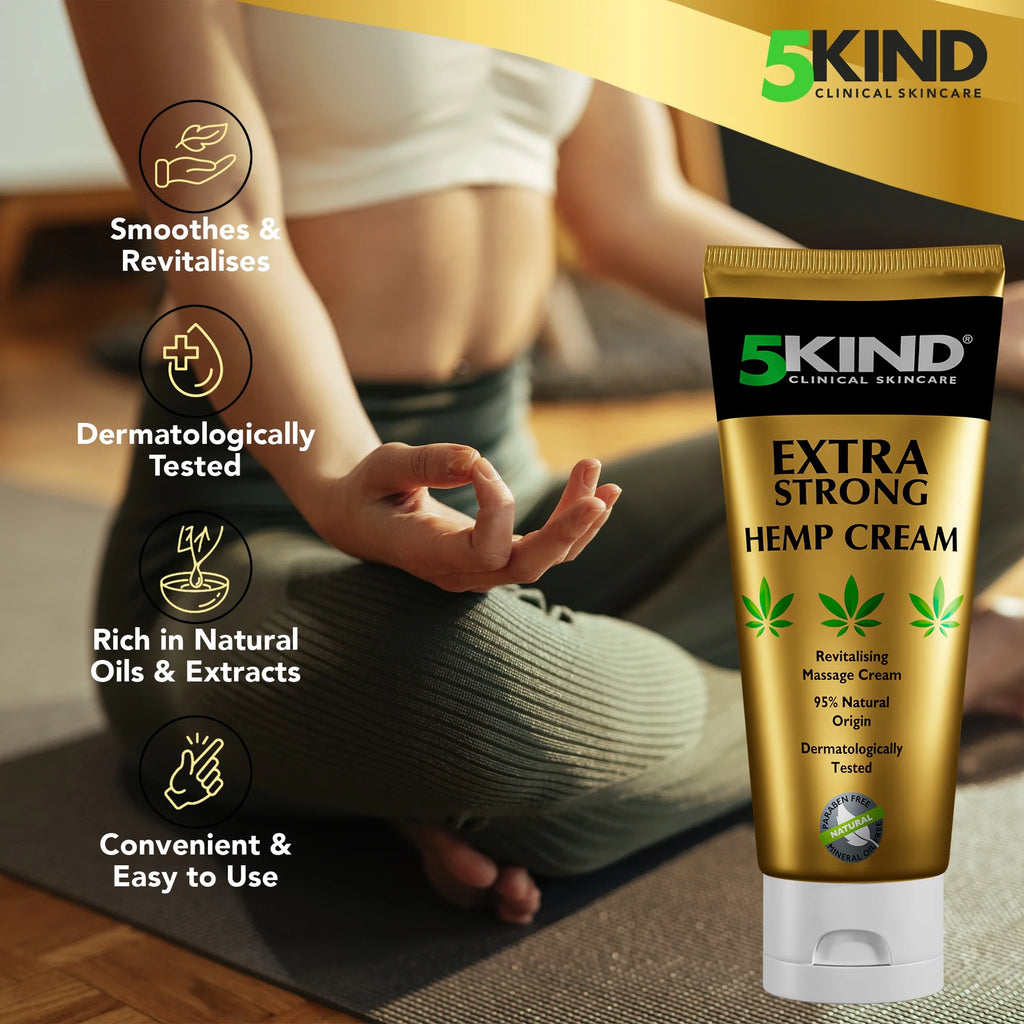 5Kind Extra Strong Hemp Cream 3.38 Fl Oz - High Strength Hemp Formula for Neck,