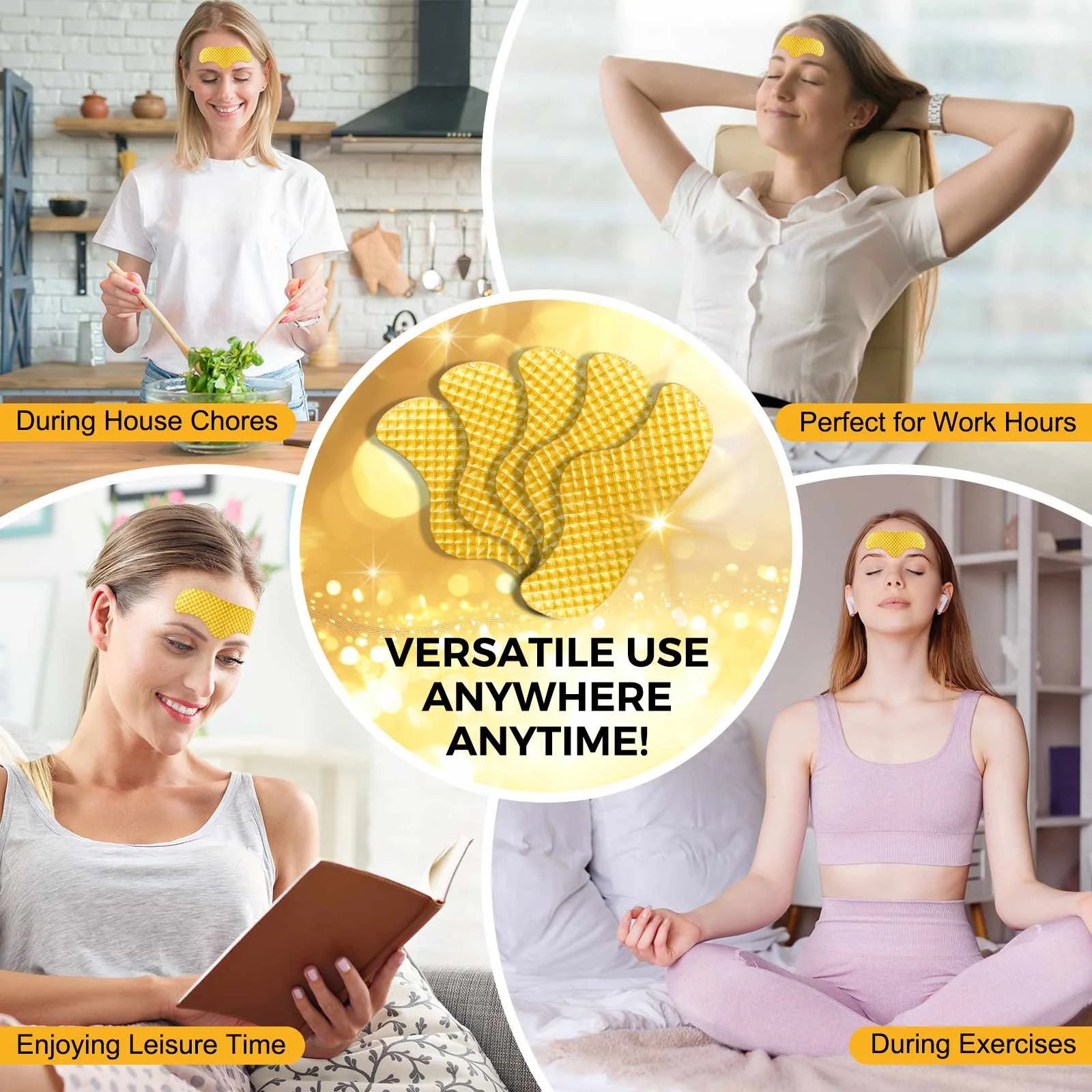 24K Forehead Wrinkle Patches, Collagen Lines Mask with Collagen Boosting Elasticity for Women and Men,12Pcs