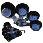 10 Piece Easy Read Measuring Cups & Spoons Set - Black / Blue
