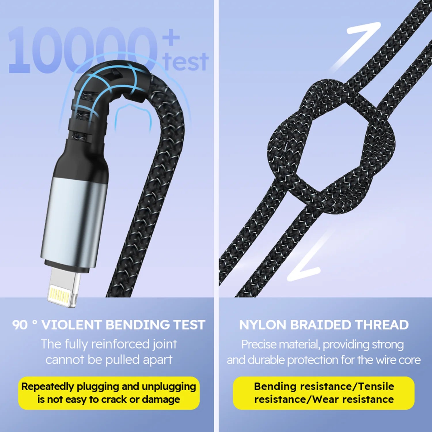 Firsting 4FT 100W 3-In-1 USB Charger Cord Phone Charging Cable Fast Charging Data Cable 2PCS Black