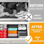 Drawer Organizer for Clothes, Dresser Drawer Organizer, 12 Pack, Black