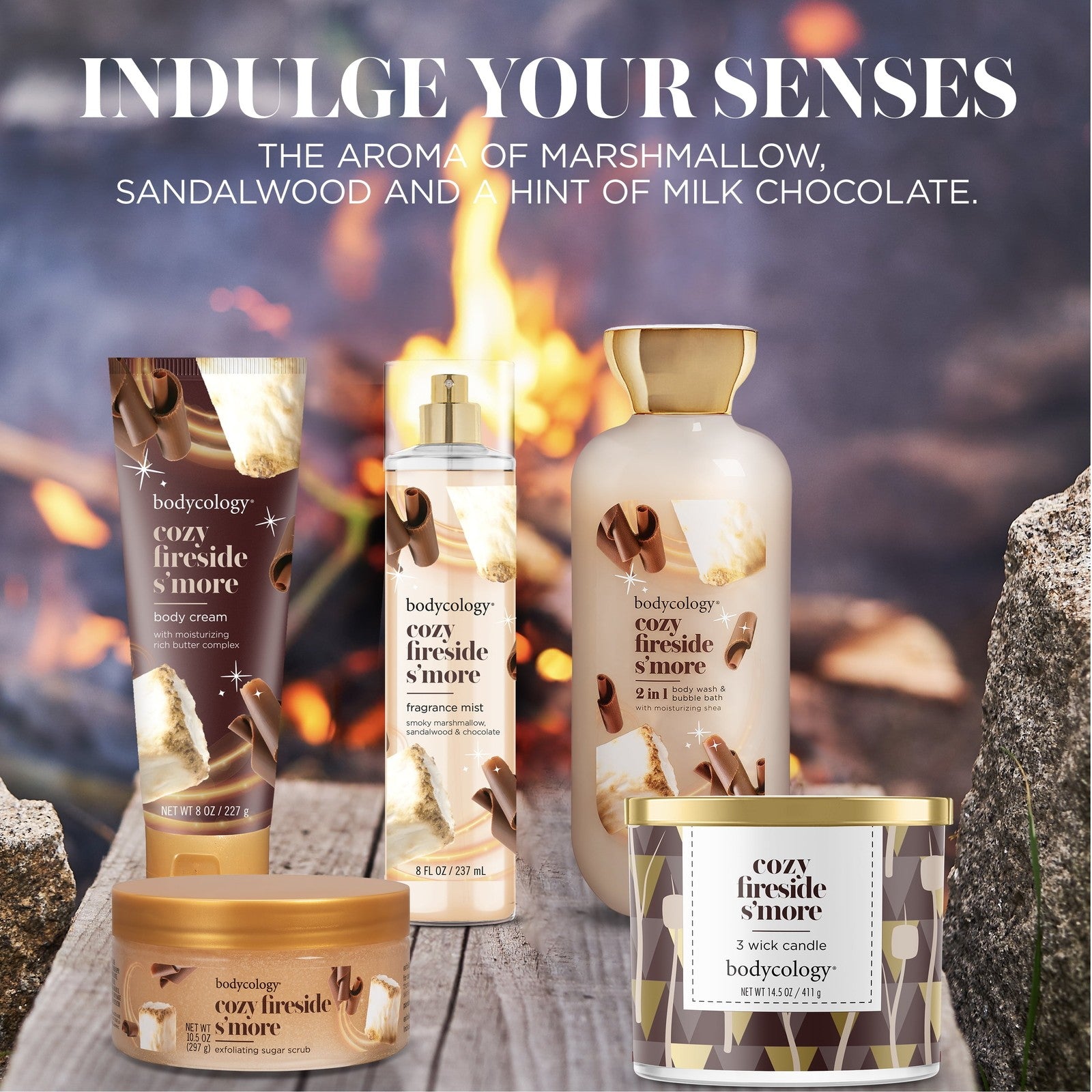 2 in 1 Body Wash & Bubble Bath, Cozy Fireside S'More,16 Oz