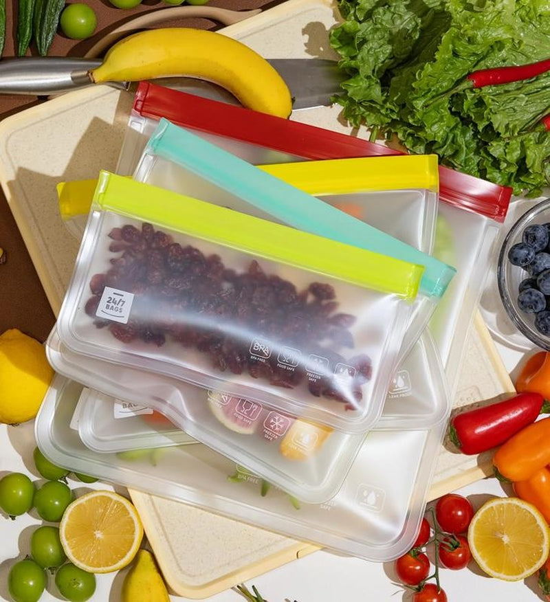 12 Pack Variety Reusable Silicone Bags, Dishwasher Safe, Leakproof, Reusable Fre