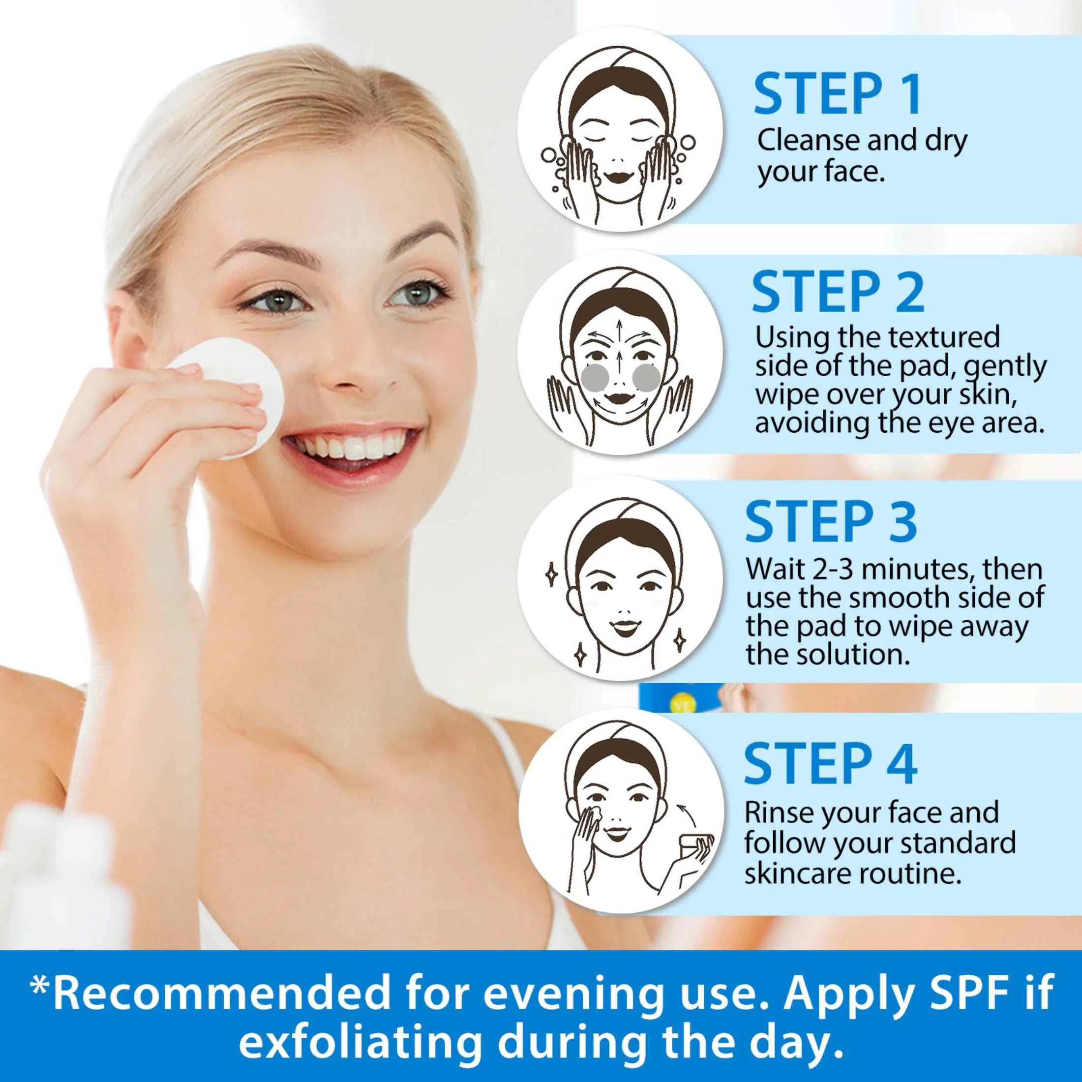 Aliver Glycolic Acid Pads,Cleansing Pads for Face & Body with Vitamins B3, C & E,For All Skin Types,40 Pads