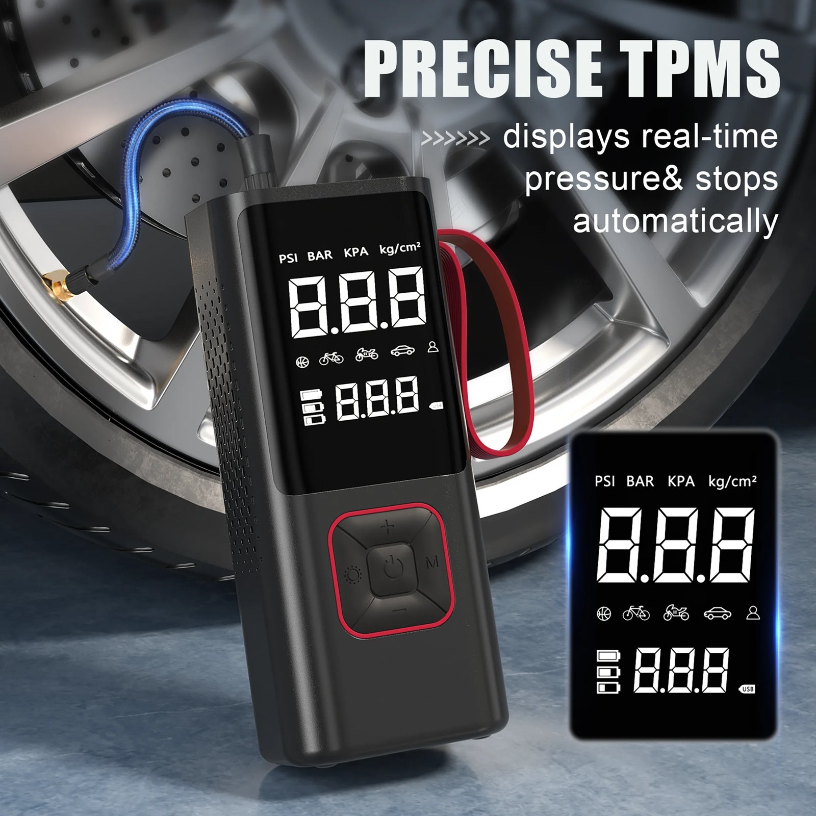 Cordless Tire Inflator Portable Air Compressor, 7800Mah 150PSI Air Pump with Aut