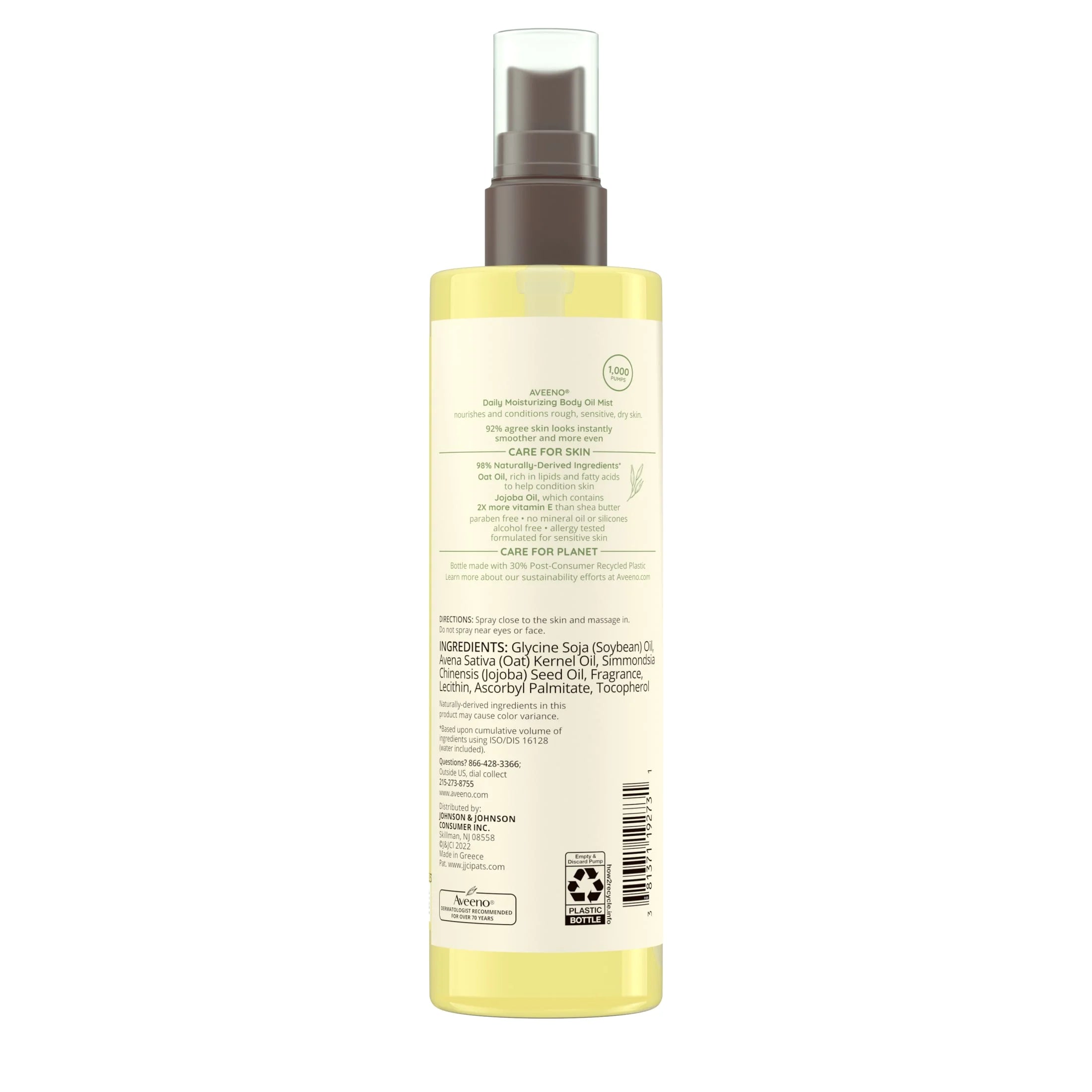 Aveeno Daily Moisturizing Body Oil Mist with Oat Oil, 6.7 Fl. Oz