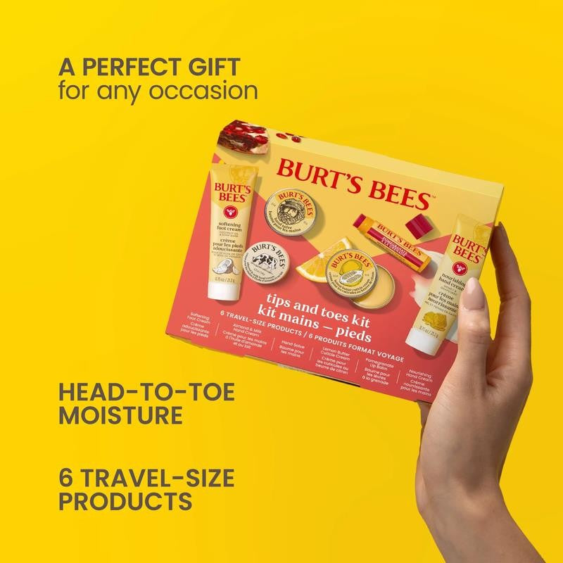 Burts Bees Tips and Toes Gift Set, Hand Cream, Foot Cream, Cuticle Cream, Hand S