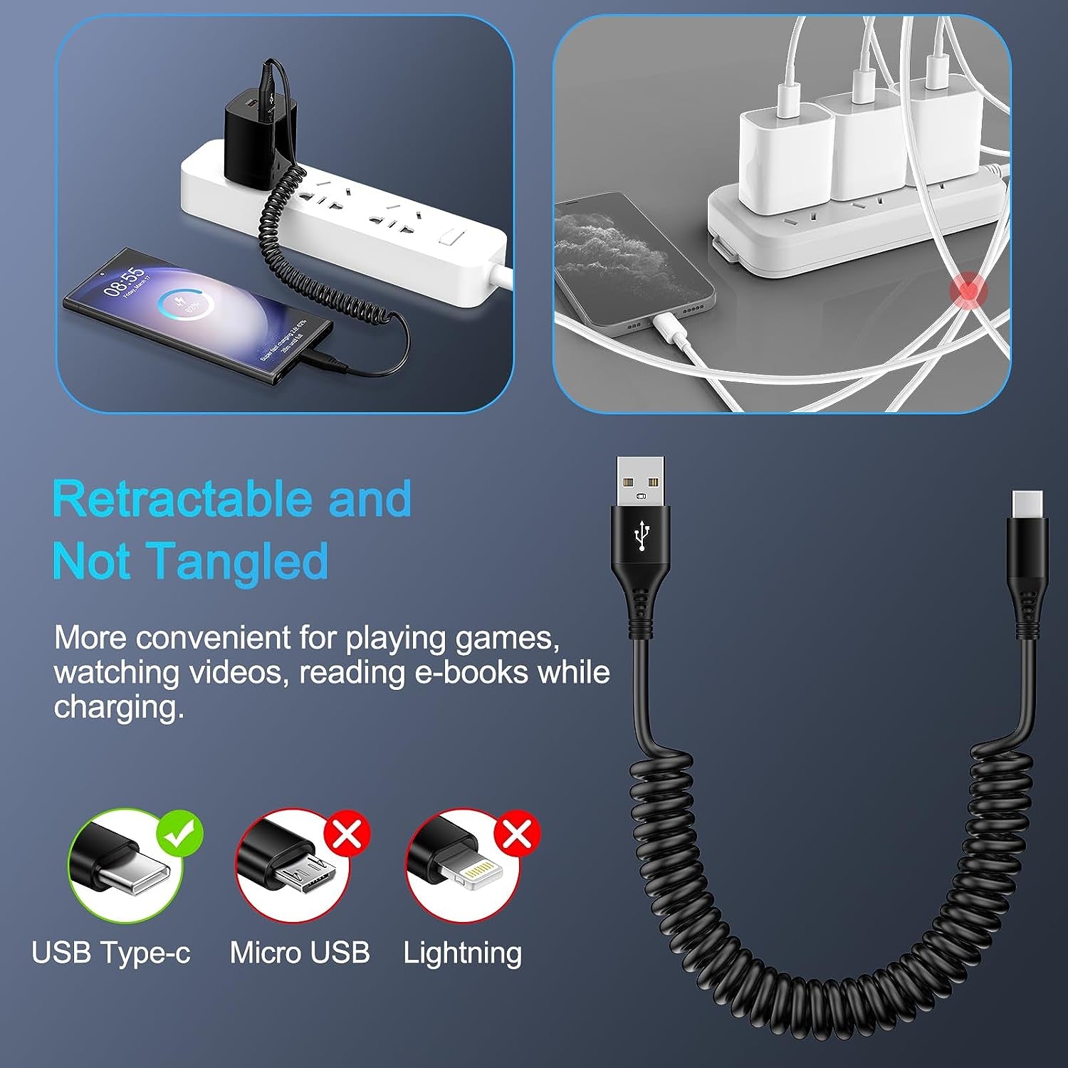 Charger Block,Usb Wall Charger Adapter with Coiled Type C Cable 6Ft,Ailkin 5V/1A Wall Charger Block Fast Charging Station Power Base Charger Block Plug Brick Usb Wall Charger