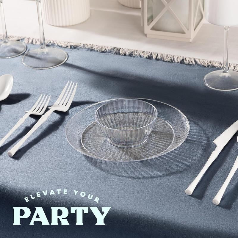 Crystal Clear Plastic Bowls 6 Oz Disposable Bowls Plastic Silverware, 50 Pack