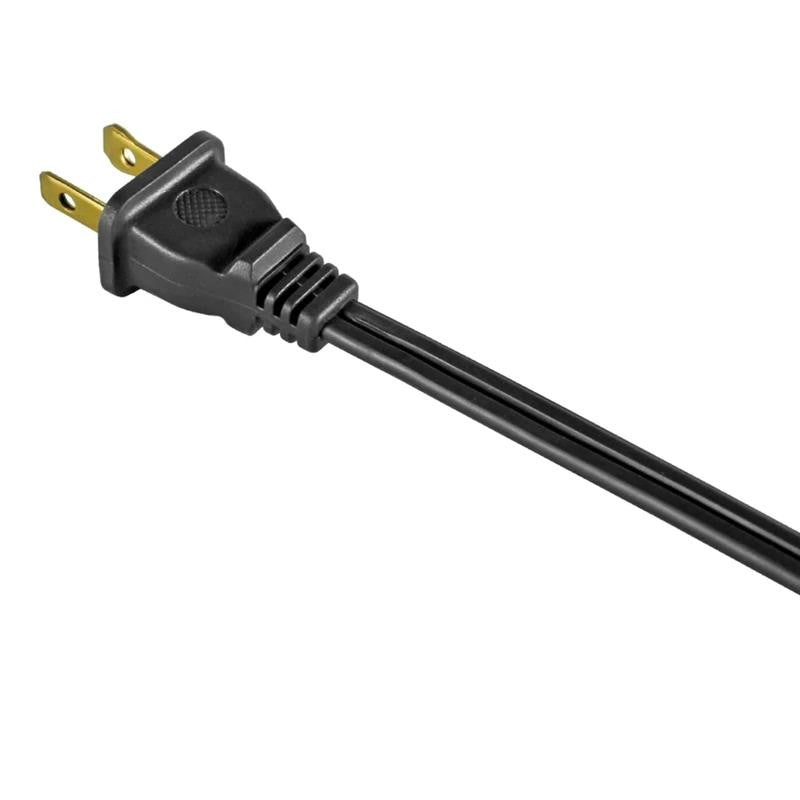 12FT 16AWG 2 Prong Black Indoor Household Extension Cord, 125V, 13A