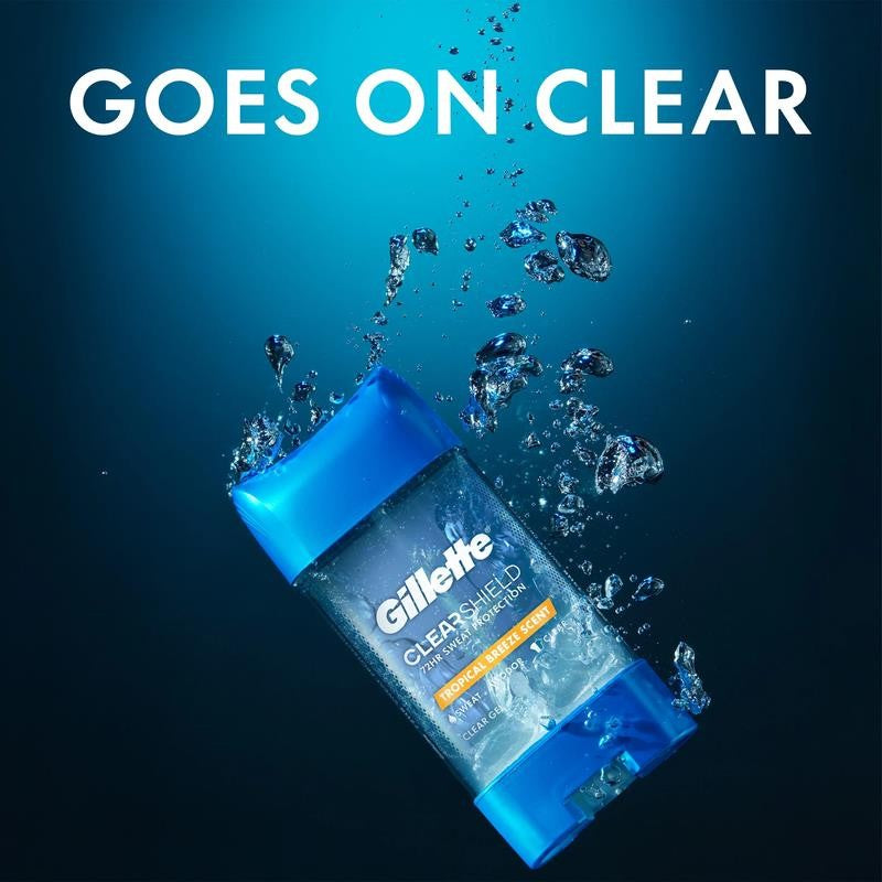 Clear Gel Antiperspirant and Deodorant for Men Tropical Breeze Scent 3.8 Oz