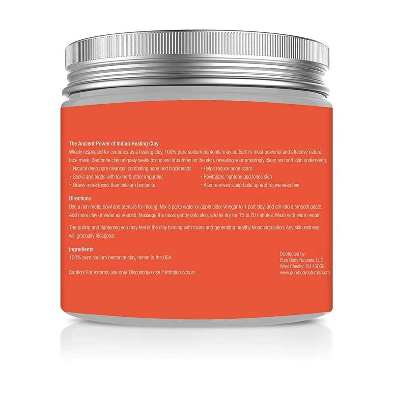 Bentonite Clay Powder for DIY Detox Body & Face Mask, Indian Healing Clay By