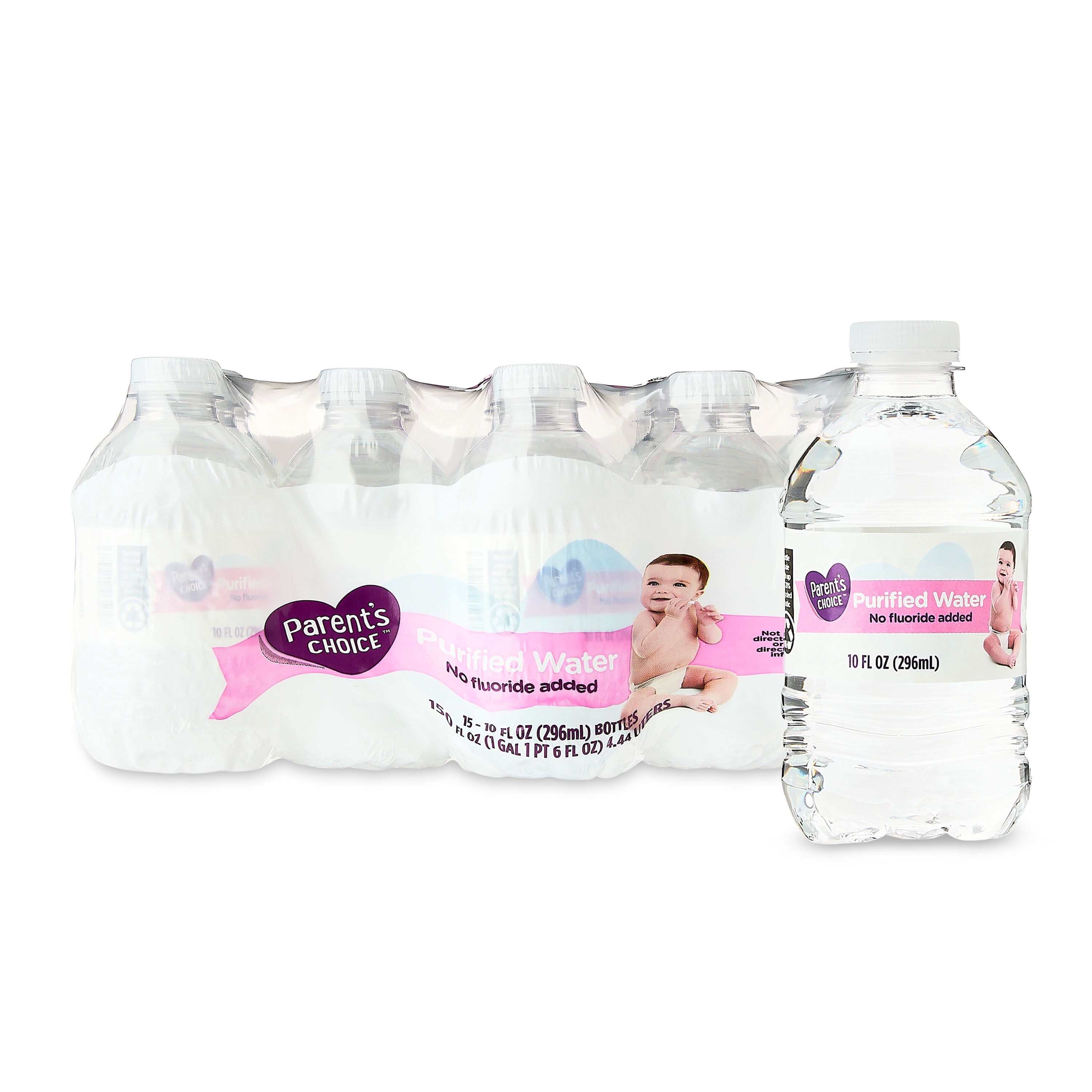 (4 Pack) Parent'S Choice Purified Water, 10Oz, 15 Pack Bottles