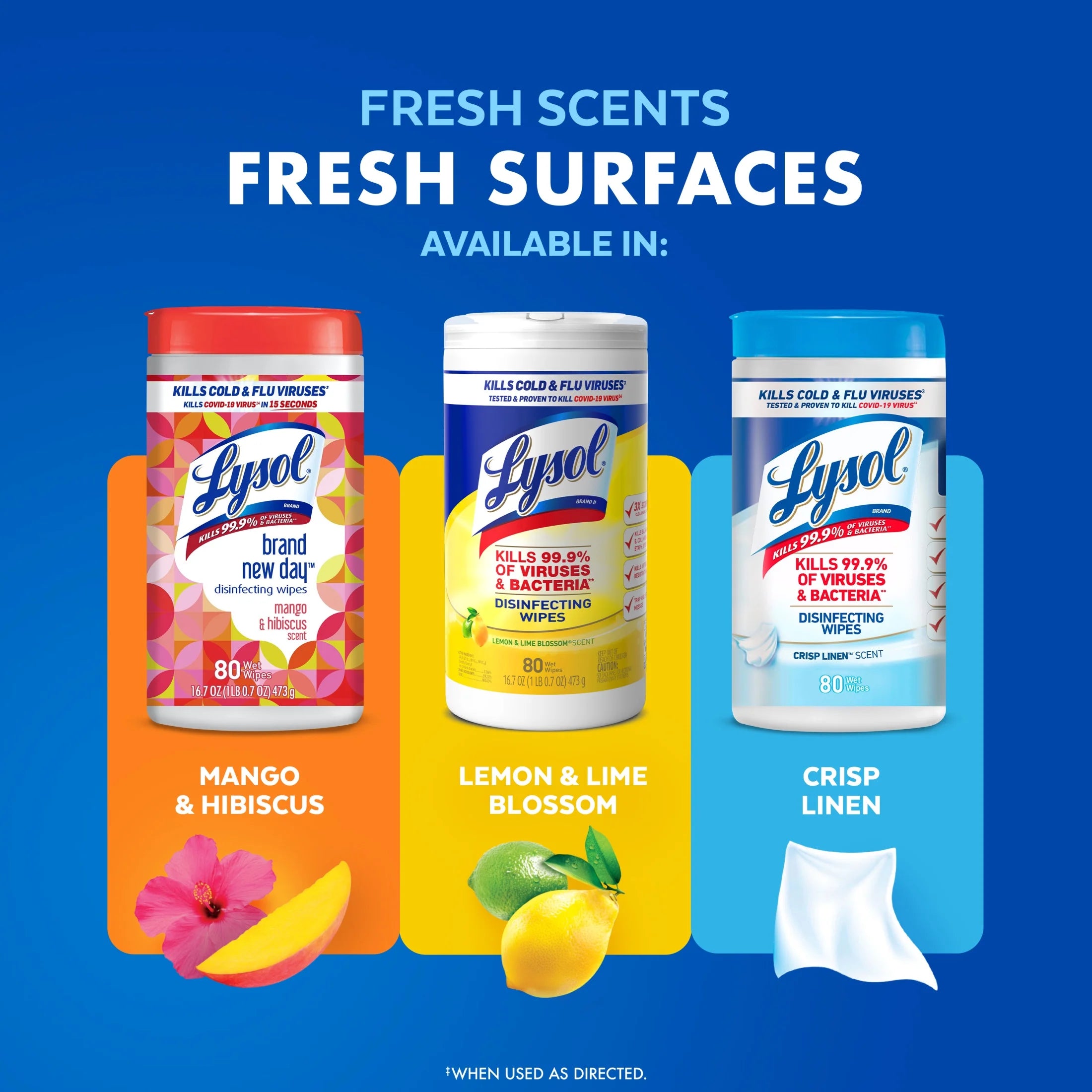 Lysol® Disinfectant Wipes Bundle, Multi-Surface Antibacterial Cleaning Wipes, Lemon and Lime Blossom, 80 Count Each(Pack of 3)