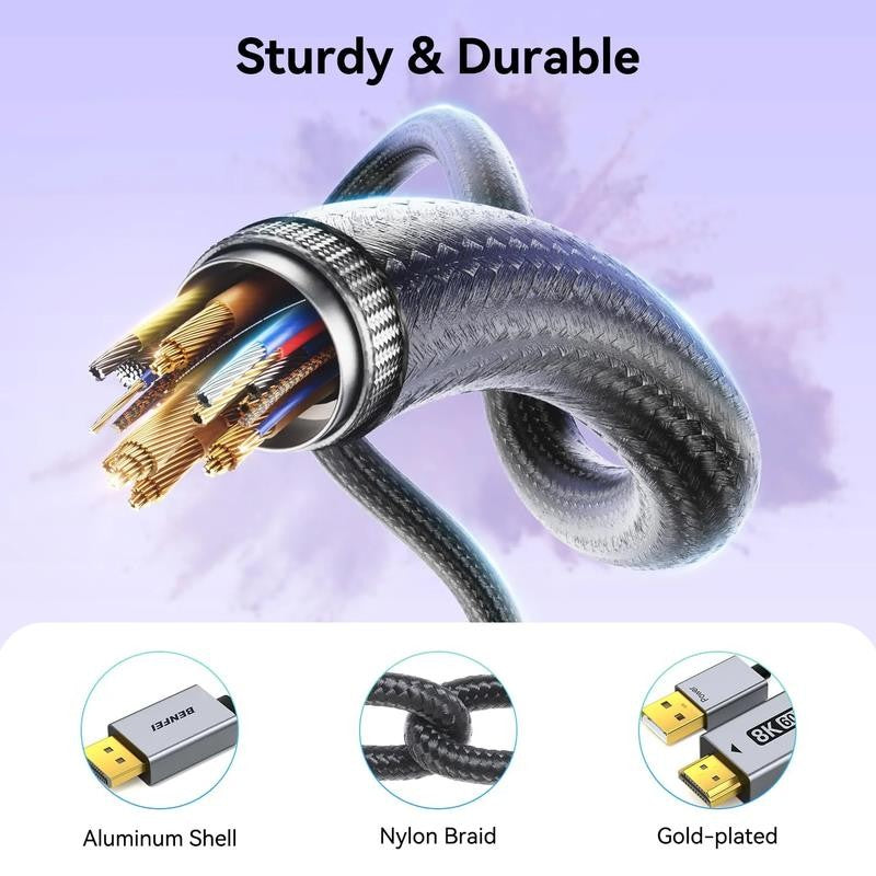 Displayport 1.4 to HDMI 2.1 6 Feet Cable 8K@60Hz 4K@240Hz/165Hz