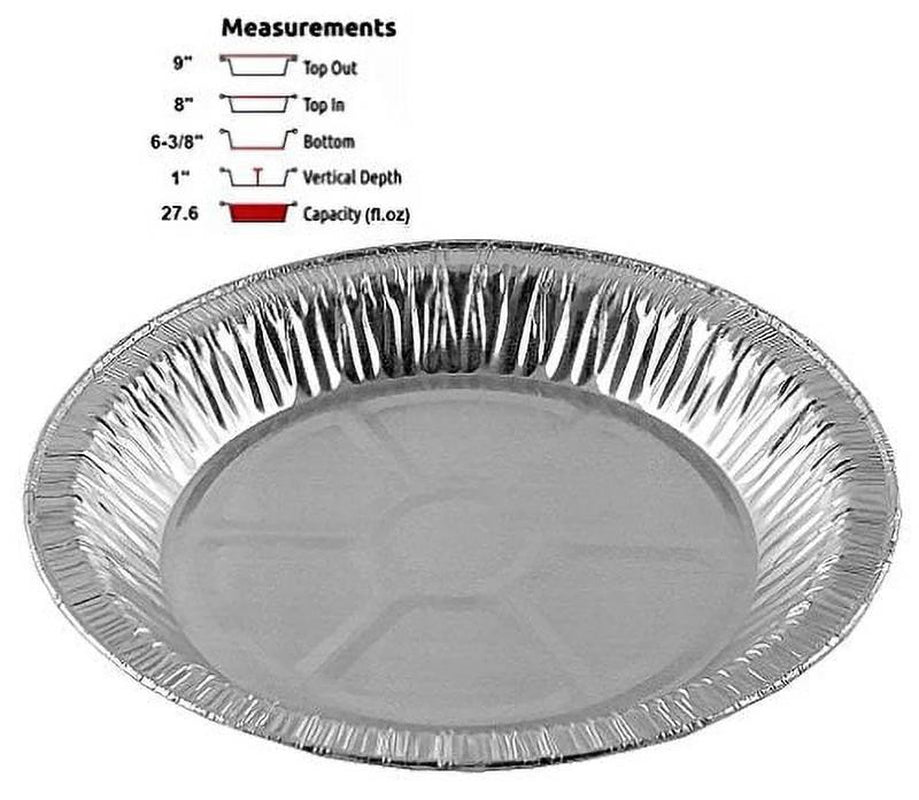 9" Aluminum Foil Pie Pans 1" Deep - Made in USA Disposable Tins (Pack of 25)