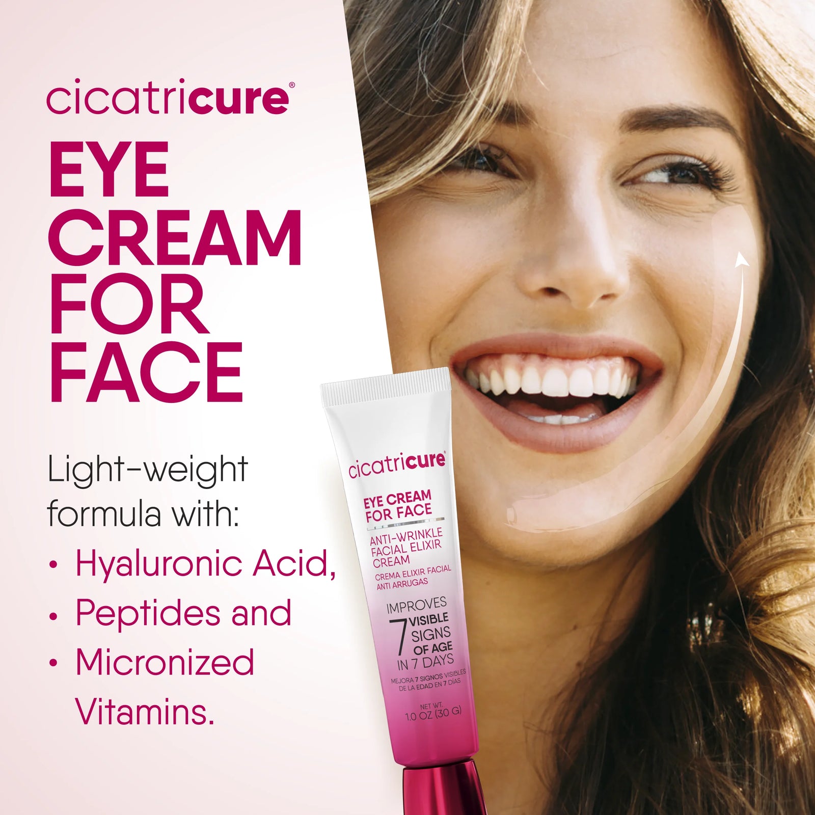 Eye Anti-Wrinkle Cream Antiaging for Face with Peptides and Micronized Vitamins