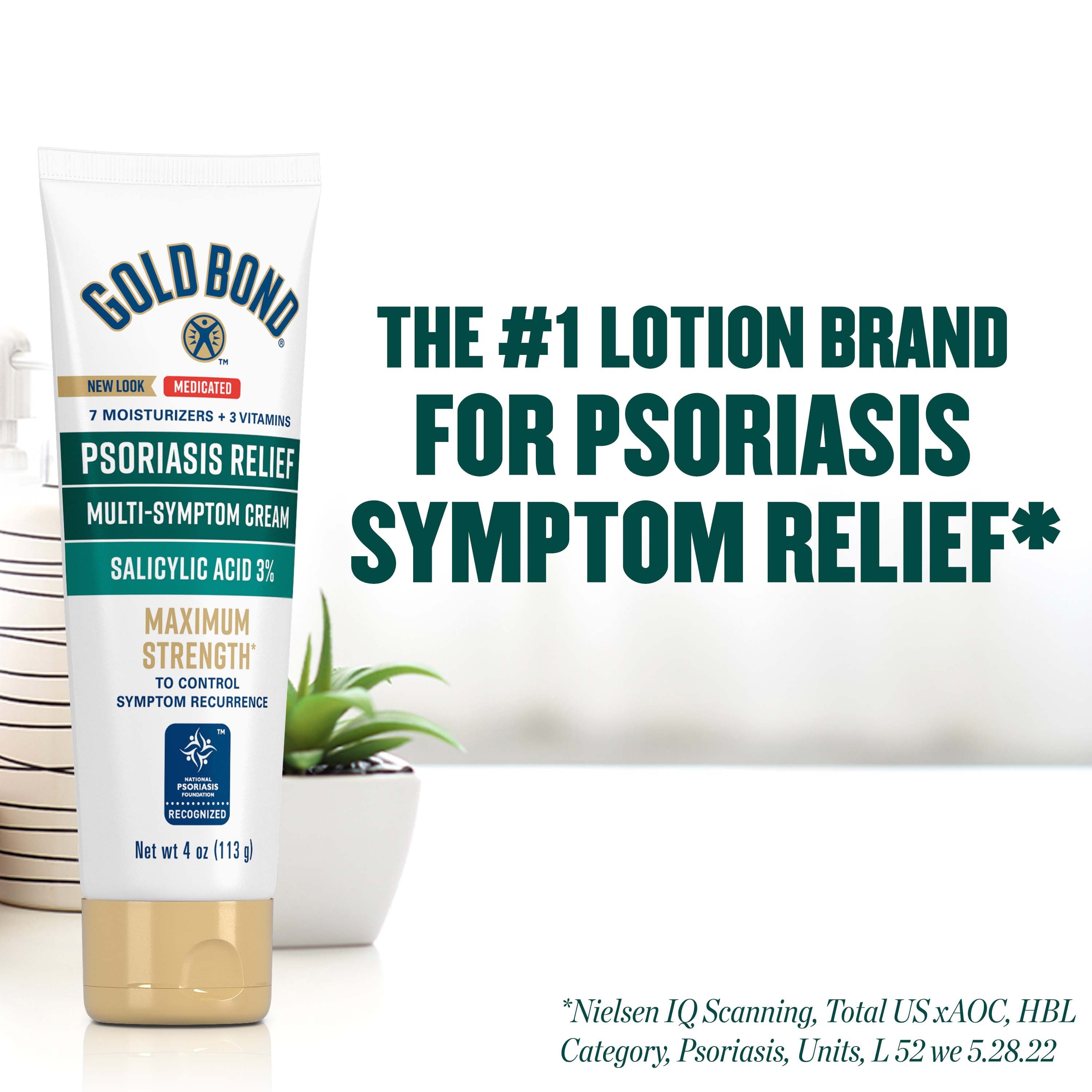Gold Bond Psoriasis Multi-Symptom Relief Hand and Body Lotion & Cream for Itchy, Dry Skin with 3% Salicylic Acid, 4 Oz.