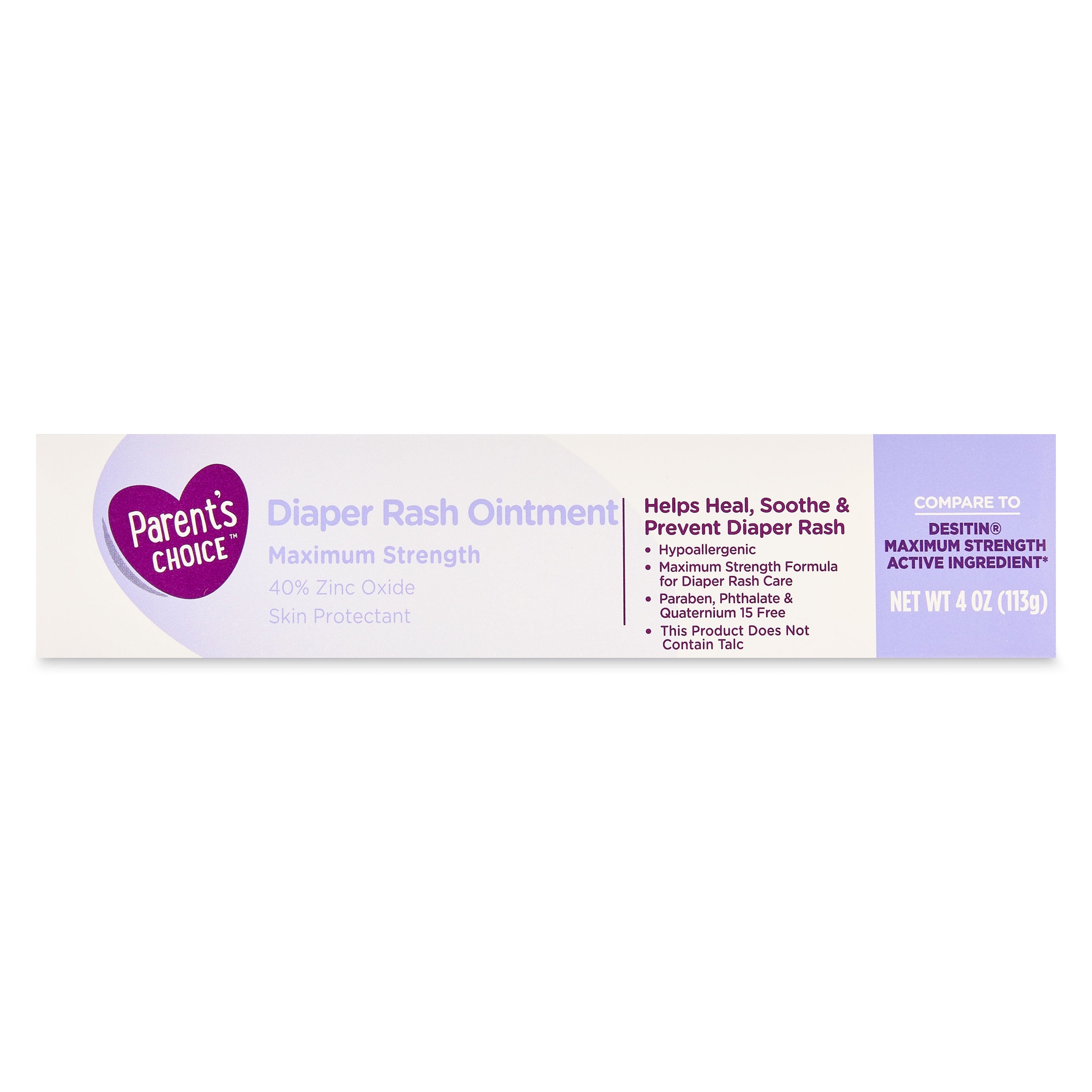 Parent'S Choice Diaper Rash Ointment Maximum Strength Zinc Oxide Skin Protectant, 4 Oz