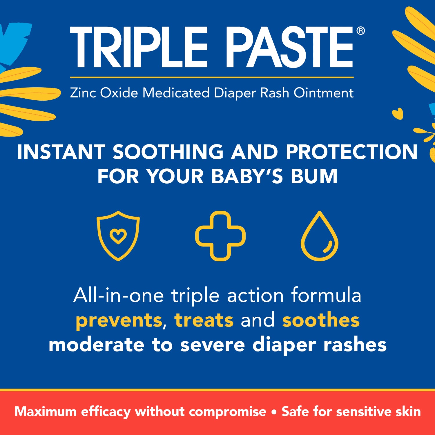 Triple Paste 3X Max Diaper Rash Ointment for Babies, 2 Oz