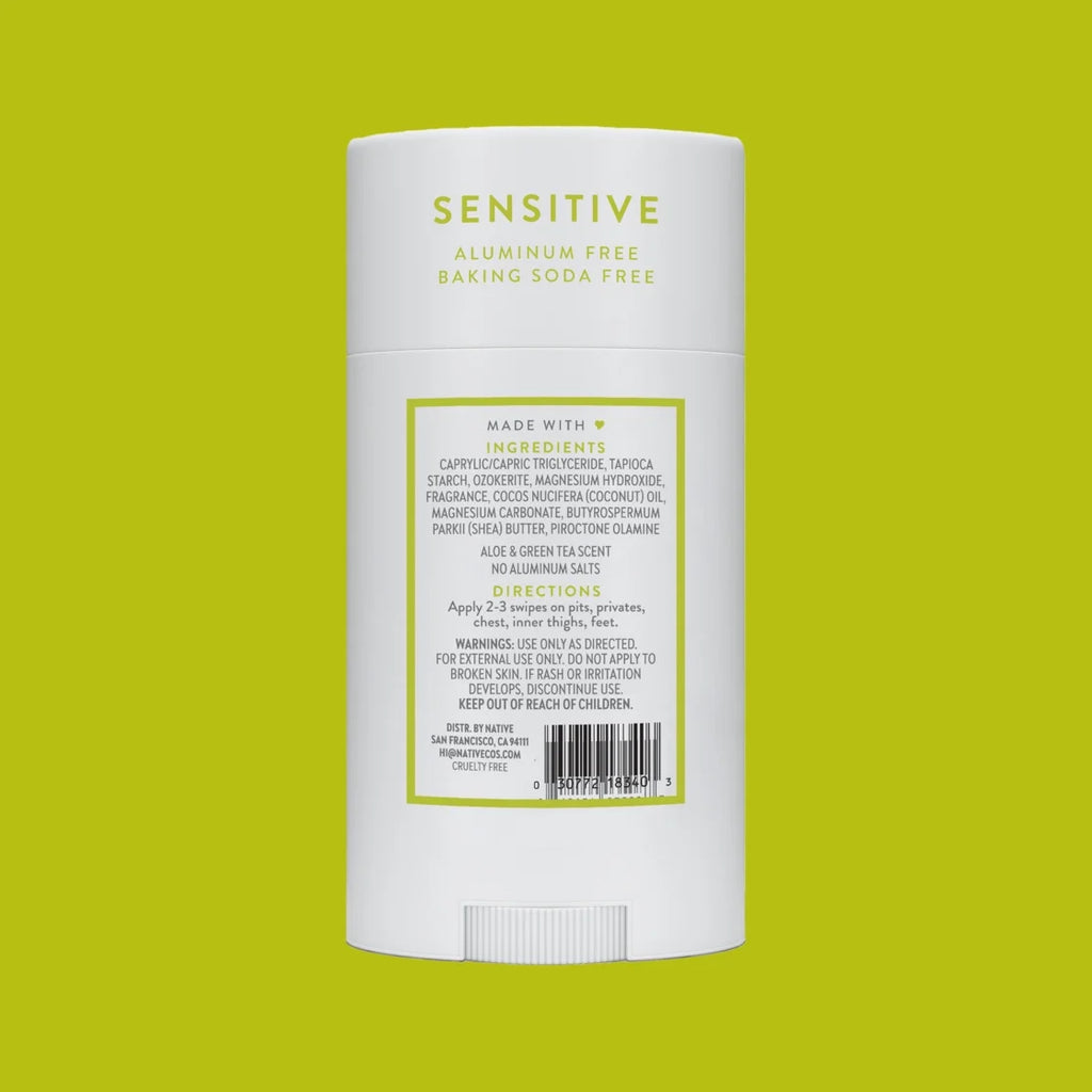 Native Deodorant, Aluminum Free, Aloe & Green Tea Sensitive Whole Body Deodorant 2.4 Oz