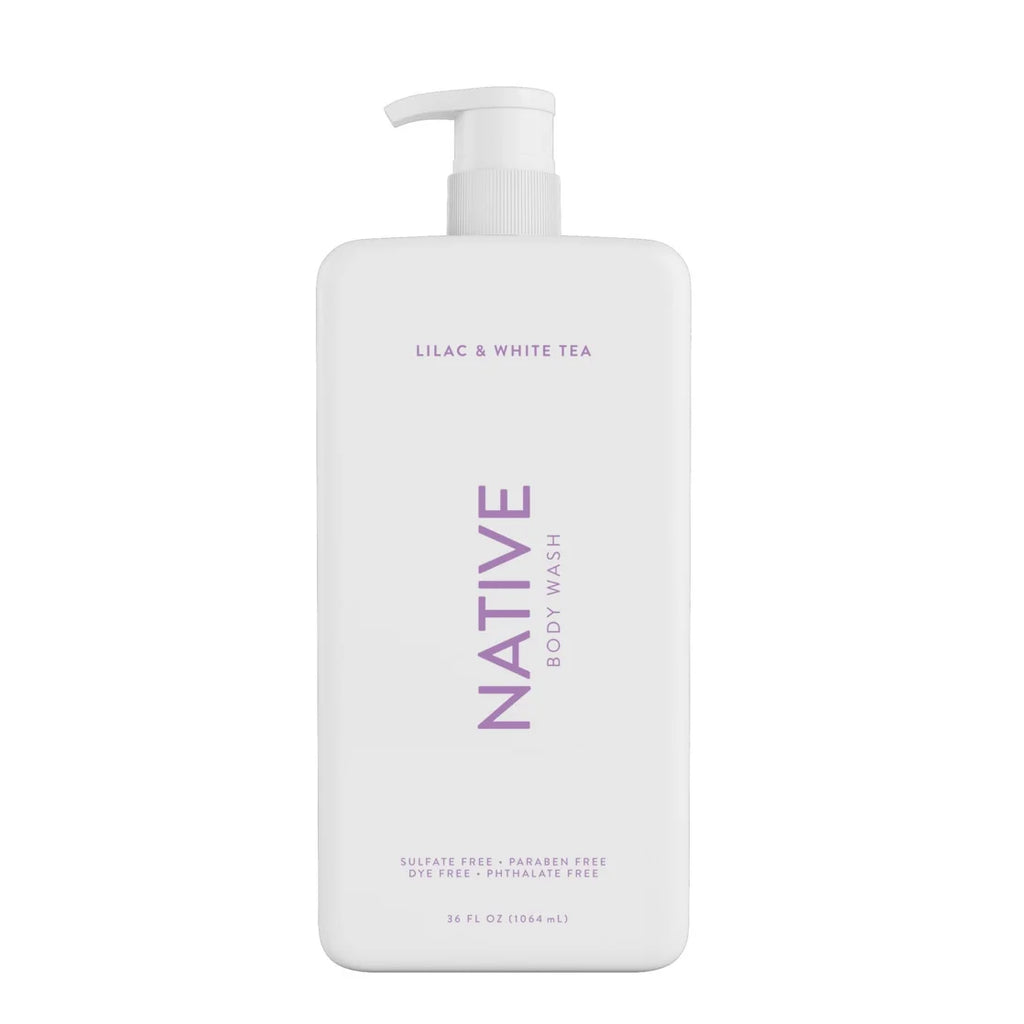 Native Body Wash, Sulfate Free, Lilac & White Tea, for Women and Men, 36 Oz