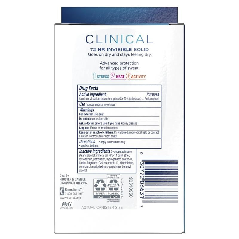 Clinical Invisible Solid Antiperspirant and Deodorant for Women, Stress Response