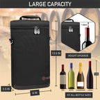 2 Bottle Wine Carrier Tote, Insulated Leakproof Wine Cooler Bag, Wine Travel Bag