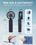 Frsara Portable Handheld Fan , Mini Desk Fan Foldable 2000Mah, 180° Ratotion , 3
