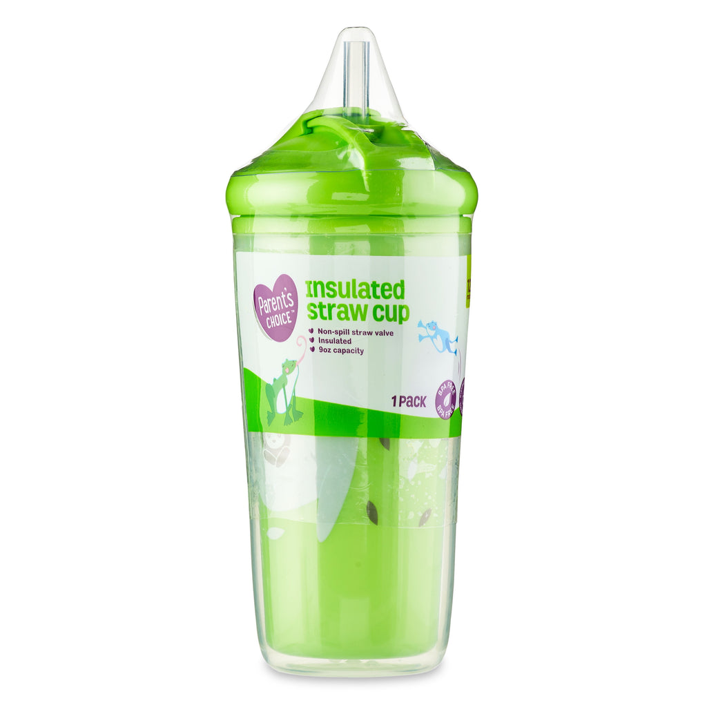 (3 Pack) Parent`S Choice Insulated Non-Spillstraw Cup, 9 Fl Oz, 1 Count, Green