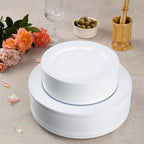 Comfy Package Disposable White round 75 " and 1025" Plastic Party Plates (100 Co