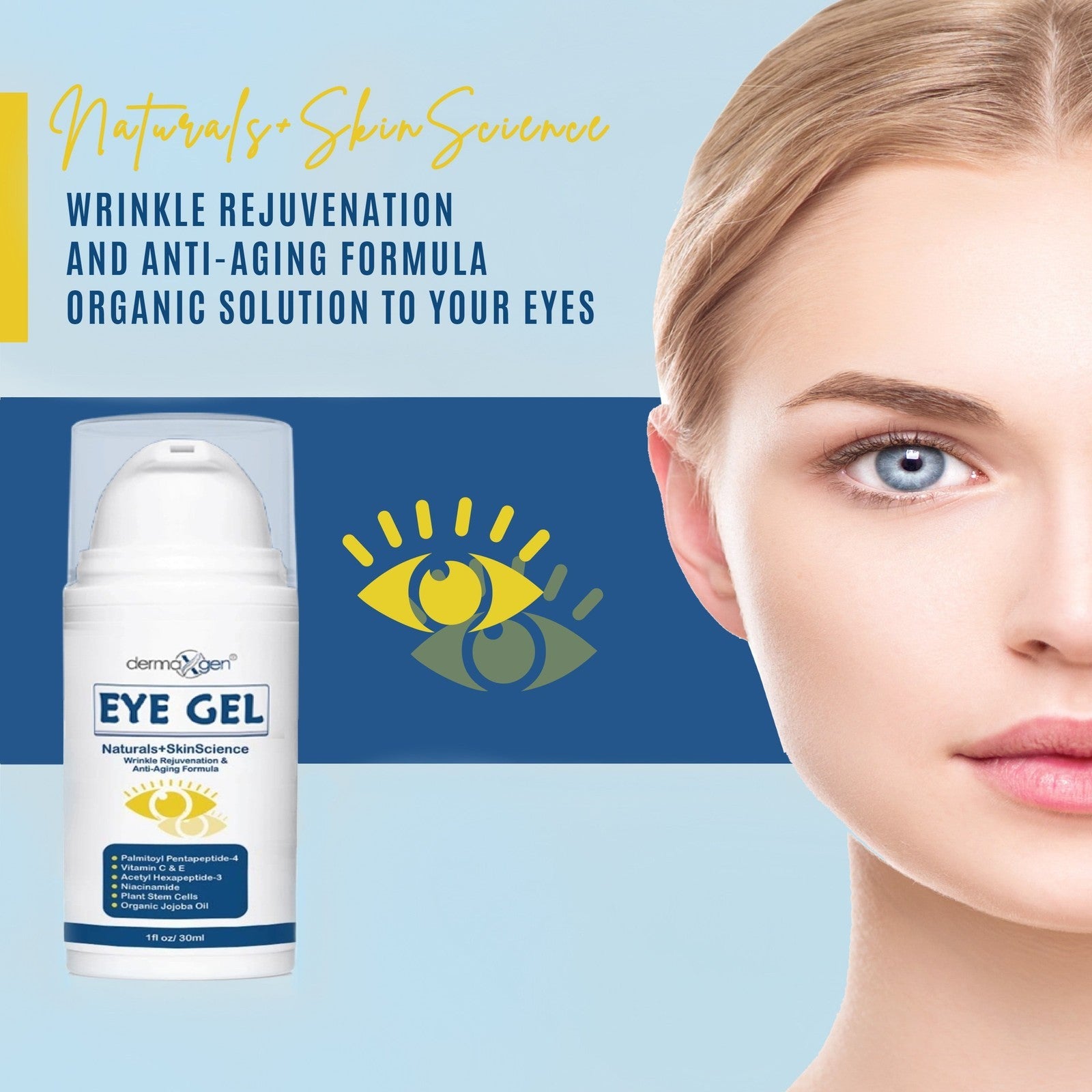 Eye Gel + Plant Stem Cells + Matrixyl 3000 + EYE BAG REMOVER, Arginine for Under