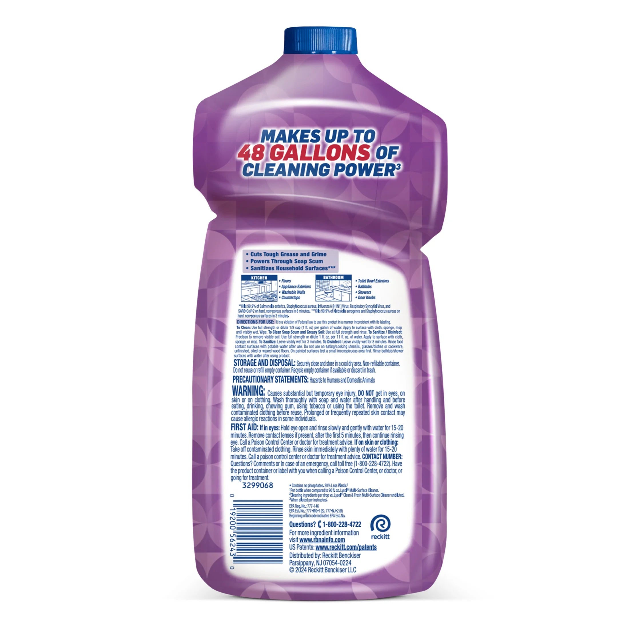 Lysol® Multi-Surface Cleaner, 2X Concentrated, Pourable Brand New Day, Lavender & Cotton Blossom Scent, 48 Oz