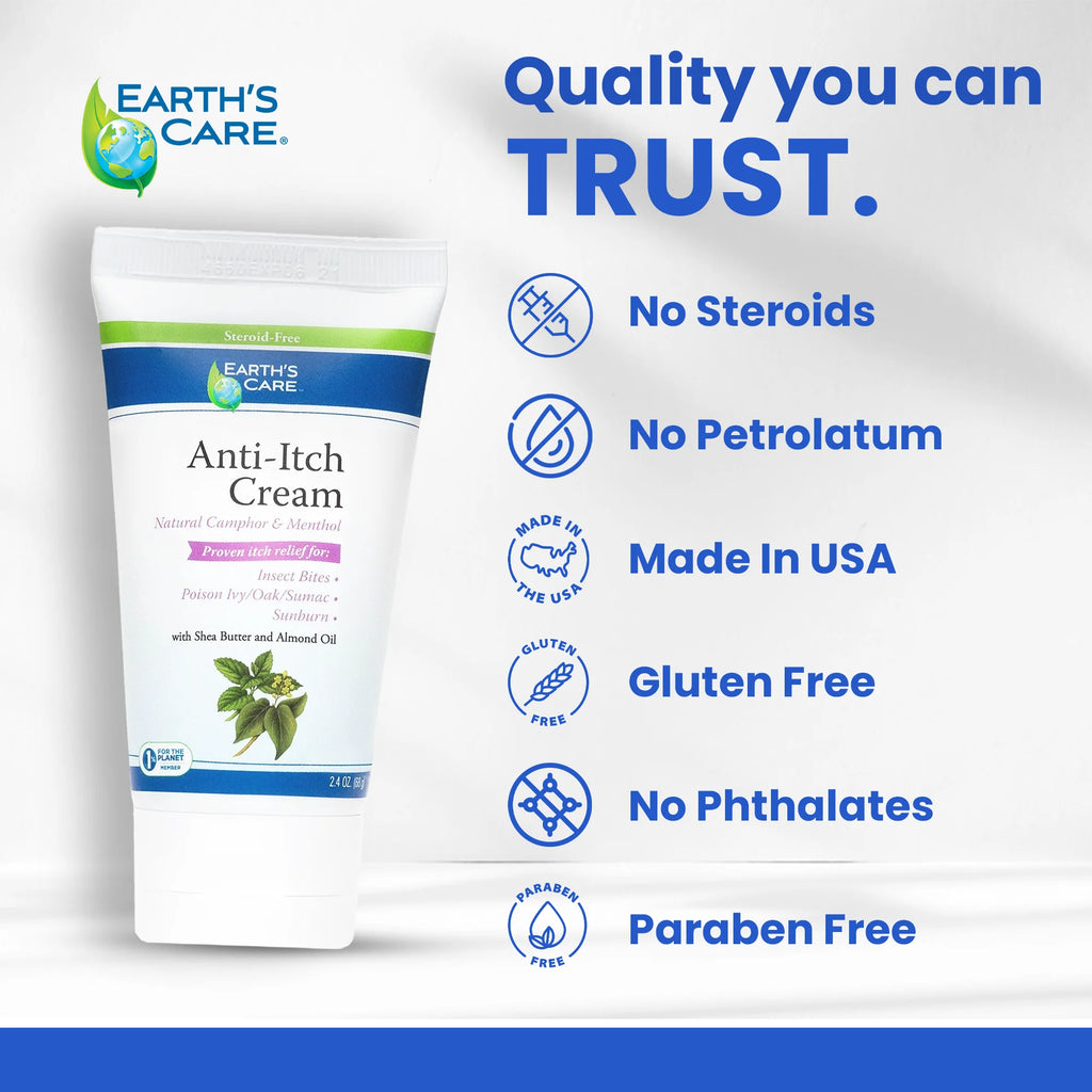 Earth’S Care Anti-Itch Cream for Itchy Skin with Shea Butter and Almond Oil 2.4 Oz