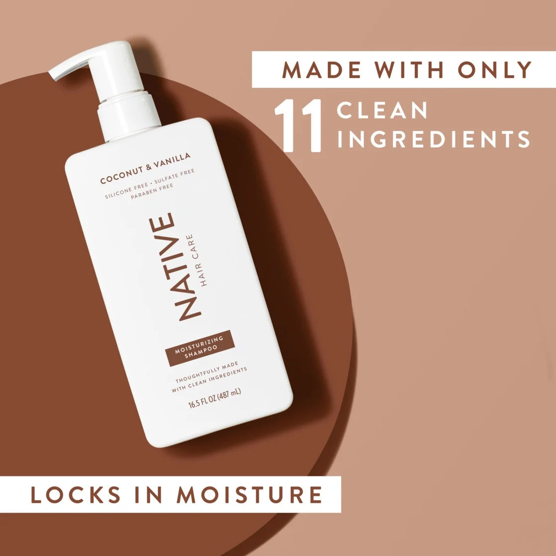 Native Moisturizing Shampoo, Coconut & Vanilla, Sulfate & Paraben Free, 16.5 Oz