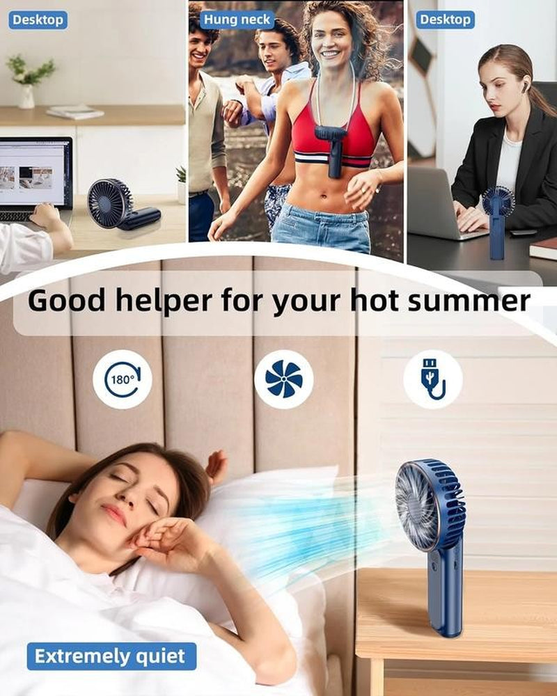 Frsara Portable Handheld Mini Fan, Neck Fan, 4000Mah Desk Fan, 180° Adjustable,