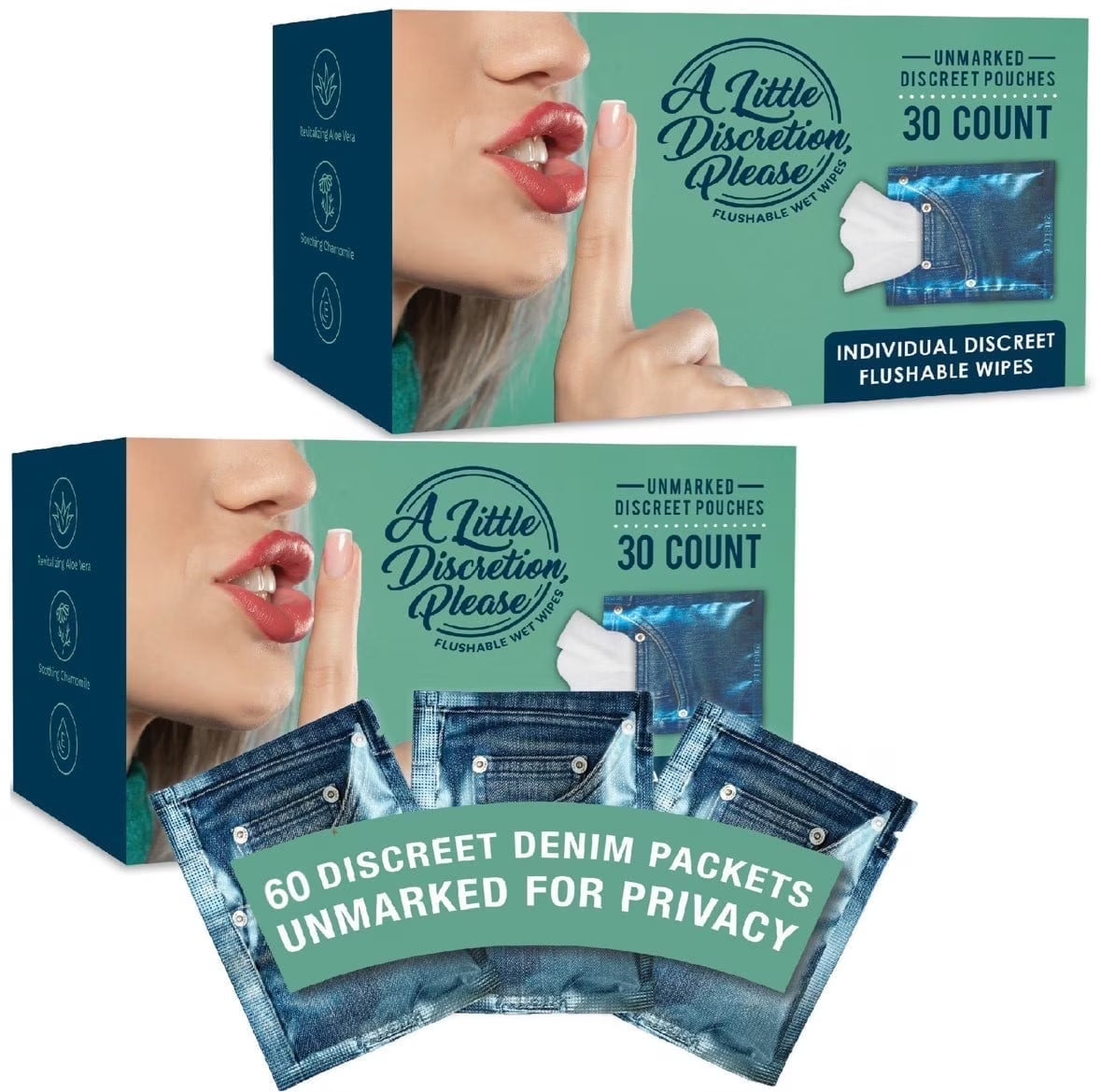 A Little Discretion Please, Individually Wrapped Flushable Wipes with Vitamin E