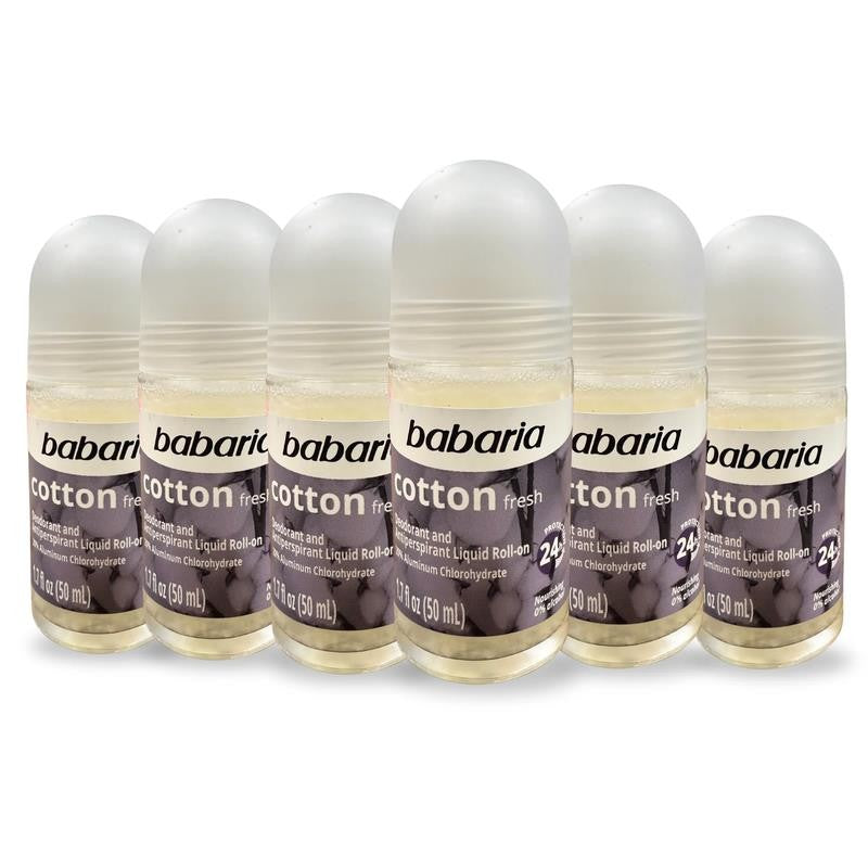 Cotton Roll-On Deodorant 50Ml – 24H Protection, No Alcohol (6-Pack)
