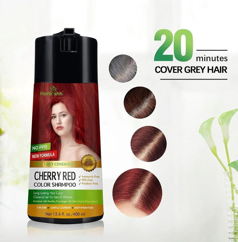 Golden Cherry Red Ppd-Free Hair Color Shampoo for Gray Hair, Hair Dye Shampoo 3