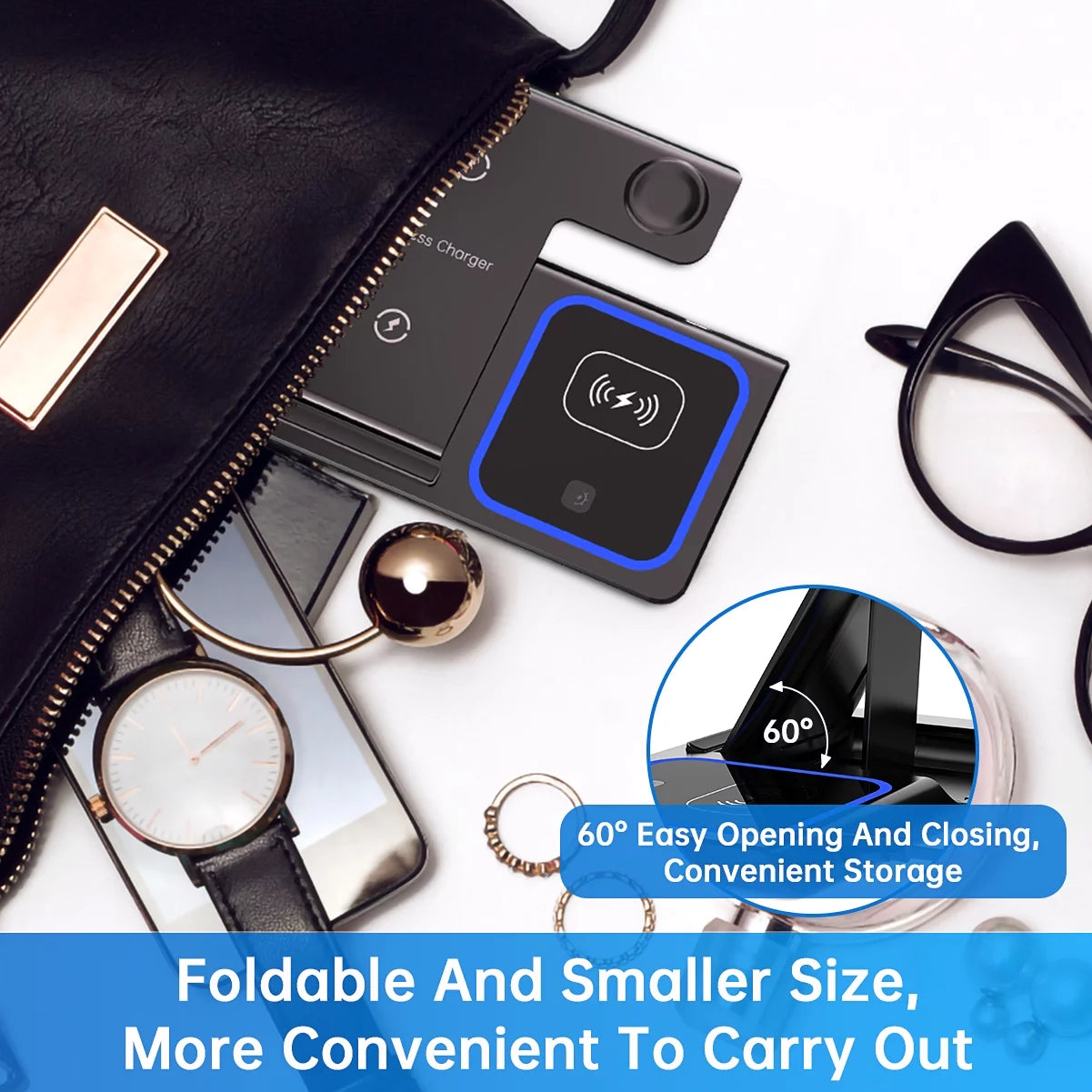 Wireless Charger, 3 in 1 Wireless Charging Station, Fast Charging Dock for Iphone 15/14/13/12/11/Pro/Xs/Sr/X/Se/Galaxy, 15W Wireless Charger Stand for Apple Watch Series 8/7/6/5/4/3/2/Airpods