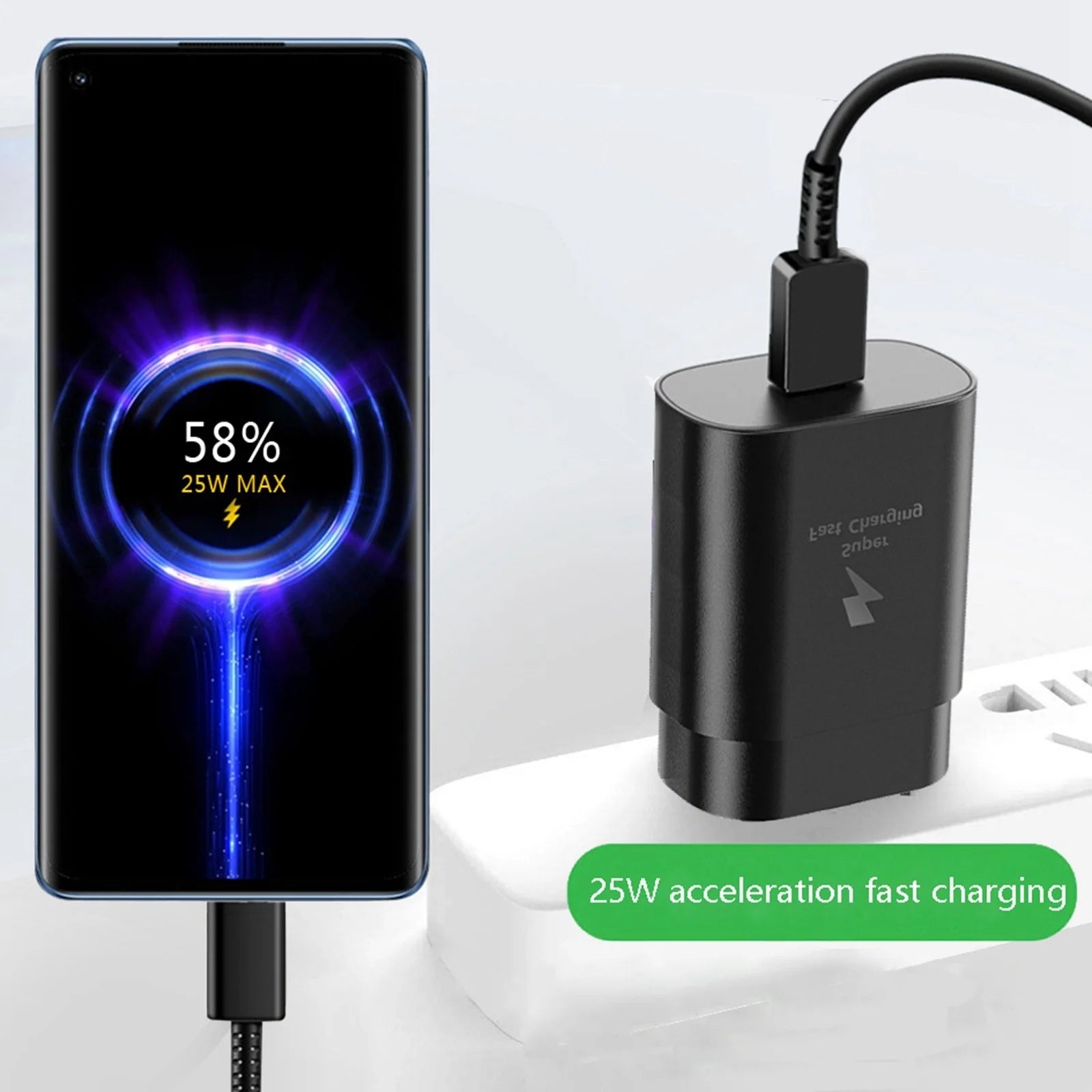 25W Fast Charging Phone Charger with 1M - US Specification Efficient Charging Solution for All Devices