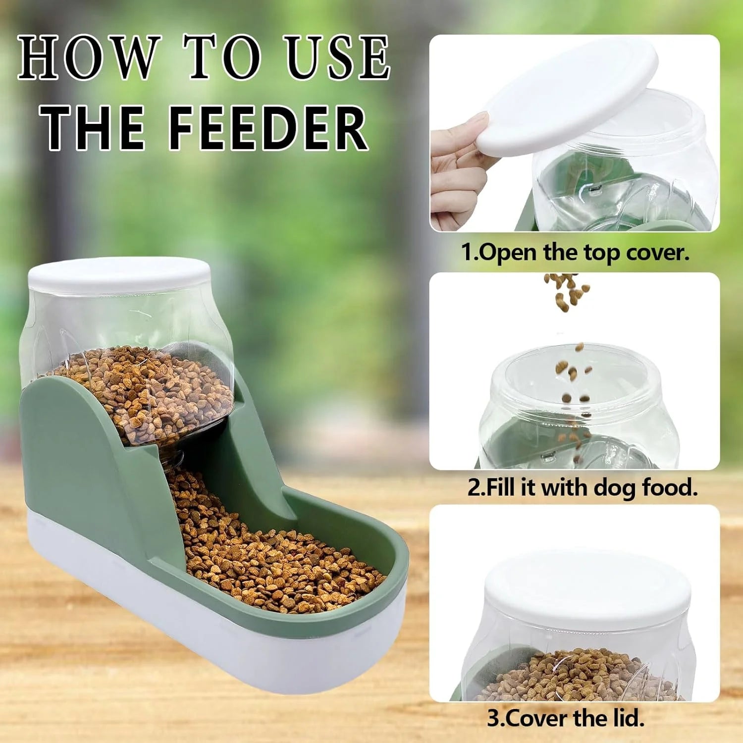 Automatic Dog Food Feeder Gravity Cat Food Dispenser Large Capacity Pet Self Fee